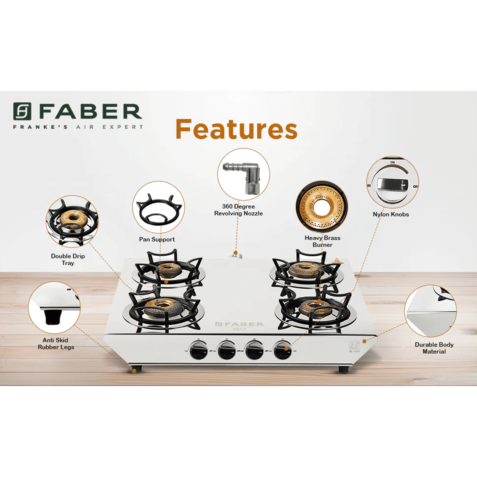 Faber Hilux Max DX 4BB SS 4 Burner Manual Hob (360 Degree Revolving Nozzle, Silver)_17