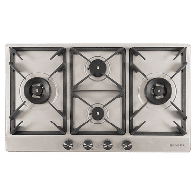 Faber INSPIRIA 904 BR AI FFD SS LPG 4 Burner Automatic Hob (Flame Failure Device, Silver)