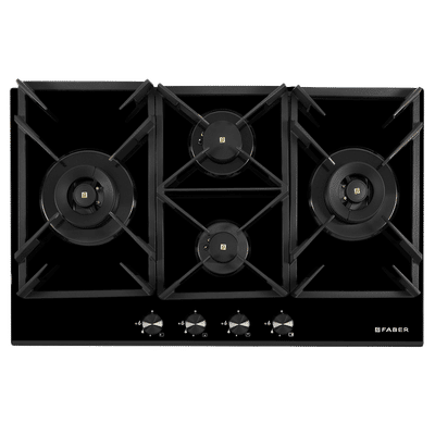 Faber INSPIRIA 904 BR AI FFD GL LPG Tempered Glass Top 4 Burner Automatic Hob (Flame Failure Device, Black)