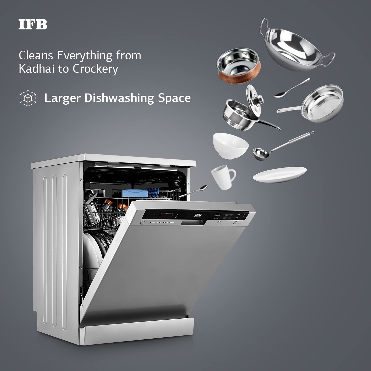 IFB Neptune VX 12 Place Settings Free Standing Dishwasher with Hot Water Wash (Dark Silver) IFB Neptune VX 12 Place Settings Free Standing Dishwasher with Hot Water Wash (Dark Silver)_9