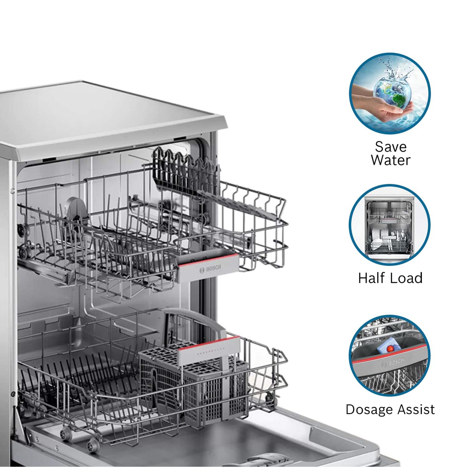 BOSCH Series 6 13 Place Settings Free Standing Dishwasher with Glass Protection Technology (Silver Inox) BOSCH Series 6 13 Place Settings Free Standing Dishwasher with Glass Protection Technology (Silver Inox)_14