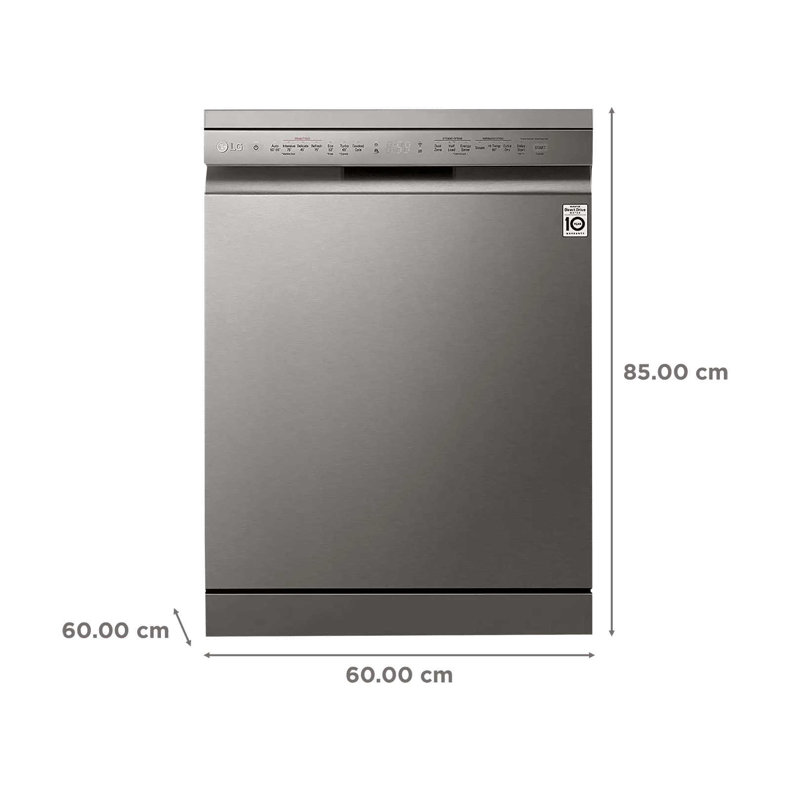 LG 14 Place Settings Free Standing Dishwasher with Inverter Direct Drive (No Pre-rinse Required, Silver)_2