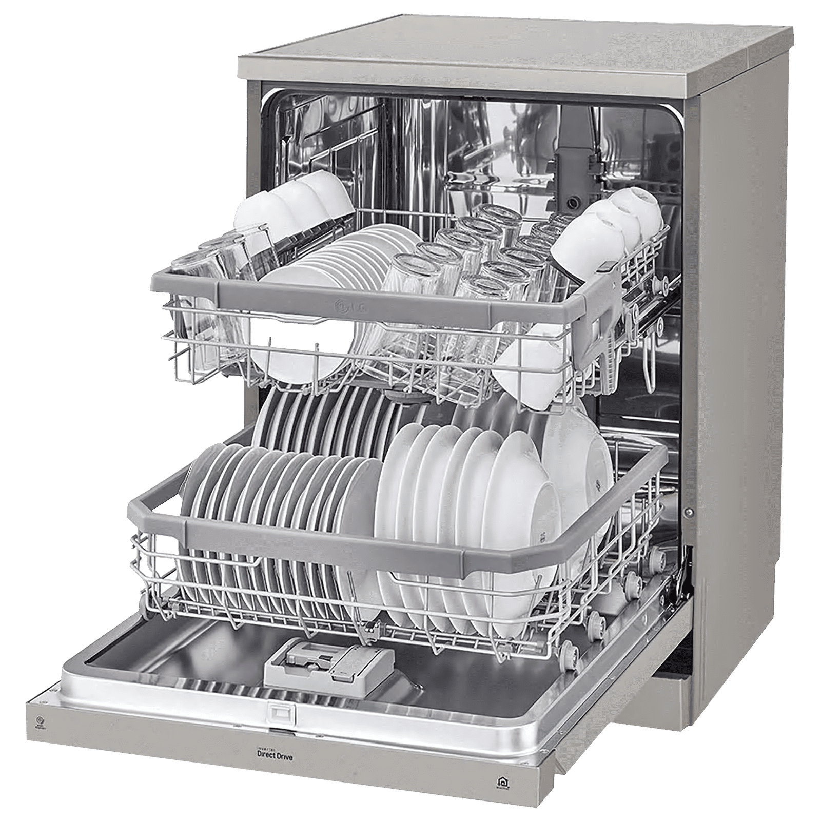 LG 14 Place Settings Free Standing Dishwasher with Inverter Direct Drive (No Pre-rinse Required, Silver)_18