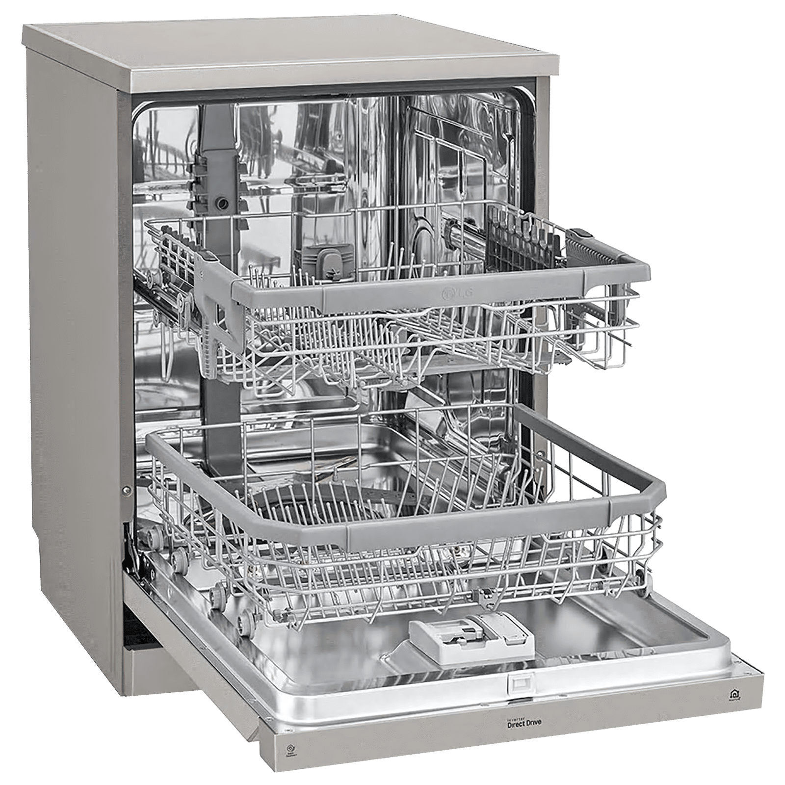 LG 14 Place Settings Free Standing Dishwasher with Inverter Direct Drive (No Pre-rinse Required, Silver)_5