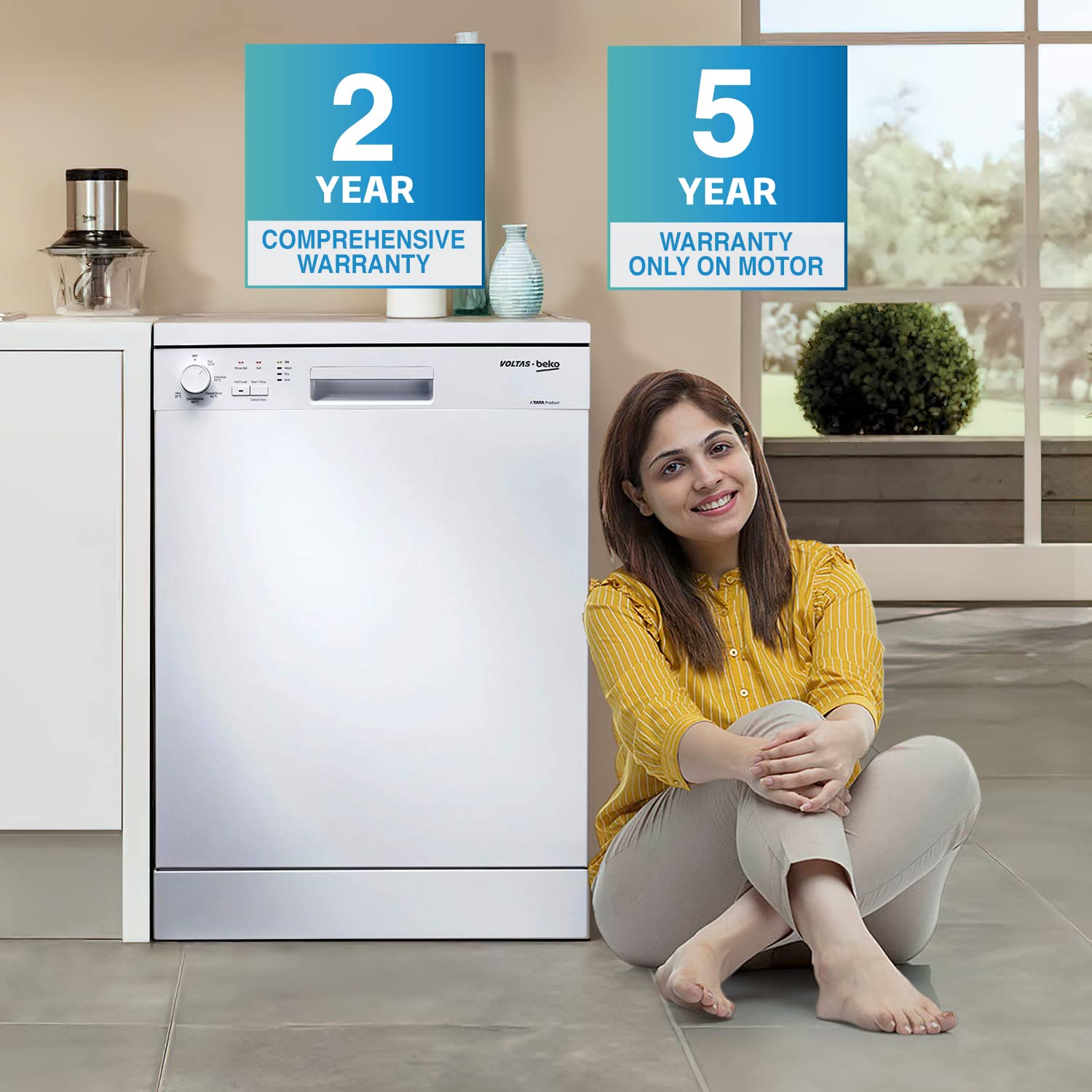 VOLTAS beko 14 Place Settings Free Standing Dishwasher with 2 Spray Levels (No Pre-rinse Required, White)_14