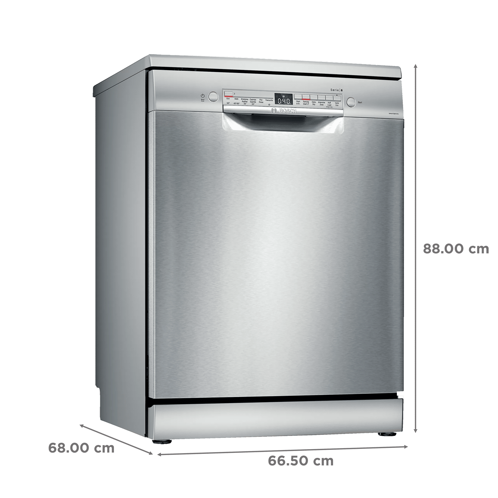 BOSCH Series 6 13 Place Settings Free Standing Dishwasher with Glass Protection Technology (Silver Inox)_2