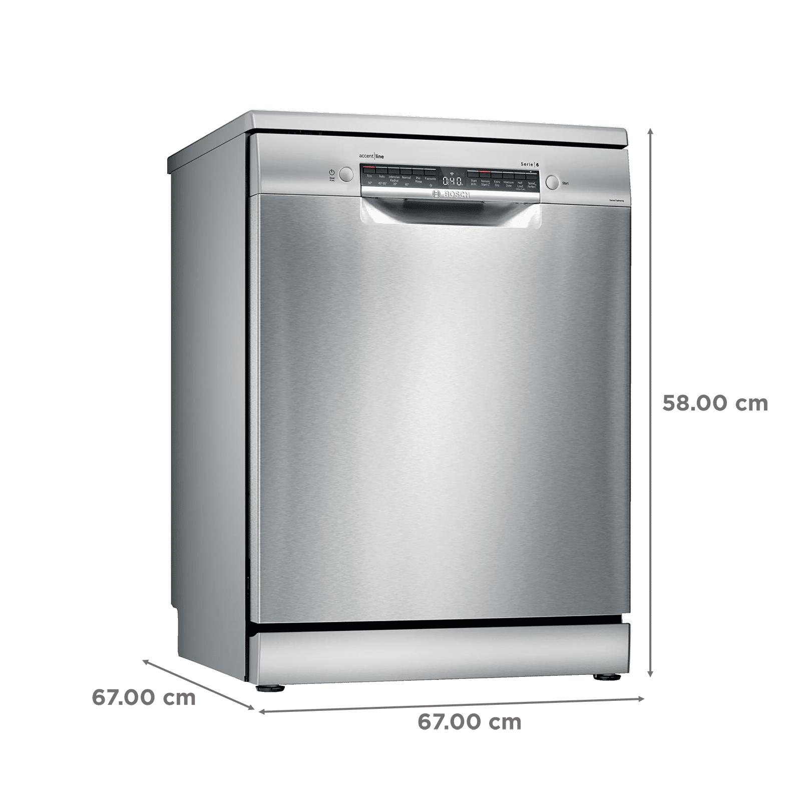 BOSCH Series 6 14 Place Settings Free Standing Dishwasher with Triple Rackmatic System (Silver Inox)_2