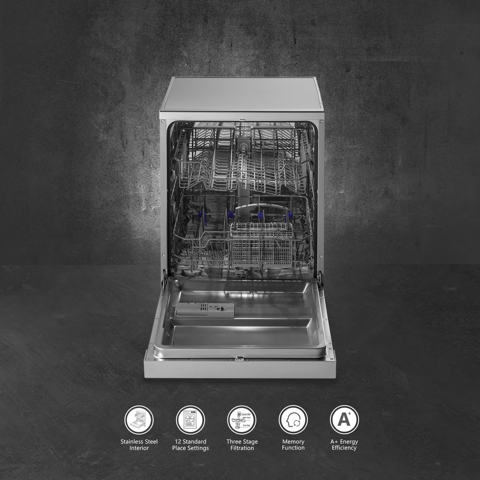 KAFF DW VETRA 60 12 Place Settings Free Standing Dishwasher with 3 Stage Filtration (No Pre-rinse Required, Silver) KAFF DW VETRA 60 12 Place Settings Free Standing Dishwasher with 3 Stage Filtration (No Pre-rinse Required, Silver)_10