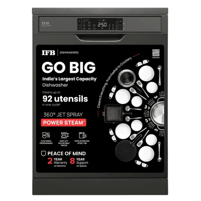 IFB Neptune VX16 16 Place Settings Free Standing Dishwasher with Ion Technology (No Pre-rinse Required, Inox Grey)