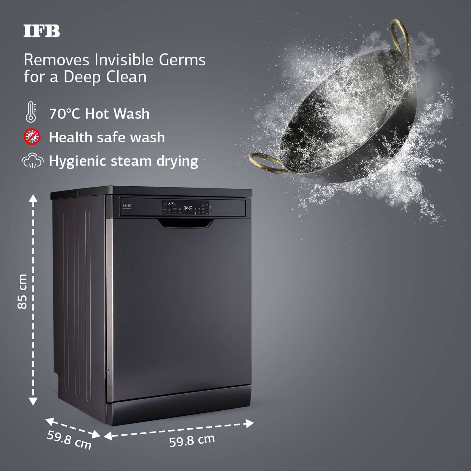 IFB Neptune VX16 16 Place Settings Free Standing Dishwasher with Ion Technology (No Pre-rinse Required, Inox Grey) IFB Neptune VX16 16 Place Settings Free Standing Dishwasher with Ion Technology (No Pre-rinse Required, Inox Grey)_18
