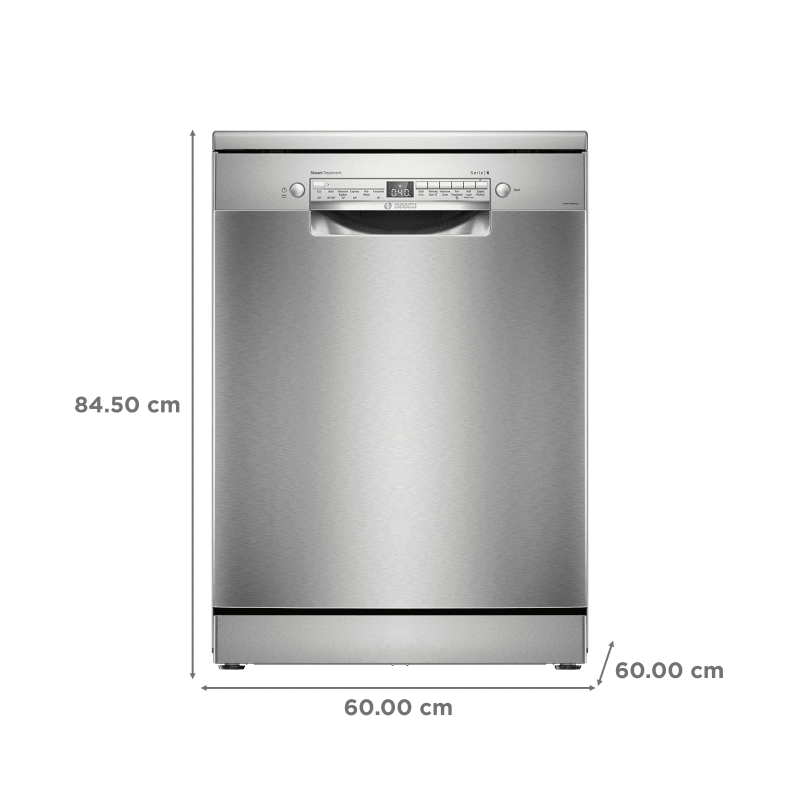 BOSCH Series 6 14 Place Settings Free Standing Dishwasher with Glass Protection Technology (No Pre-rinse Required, Silver)_2