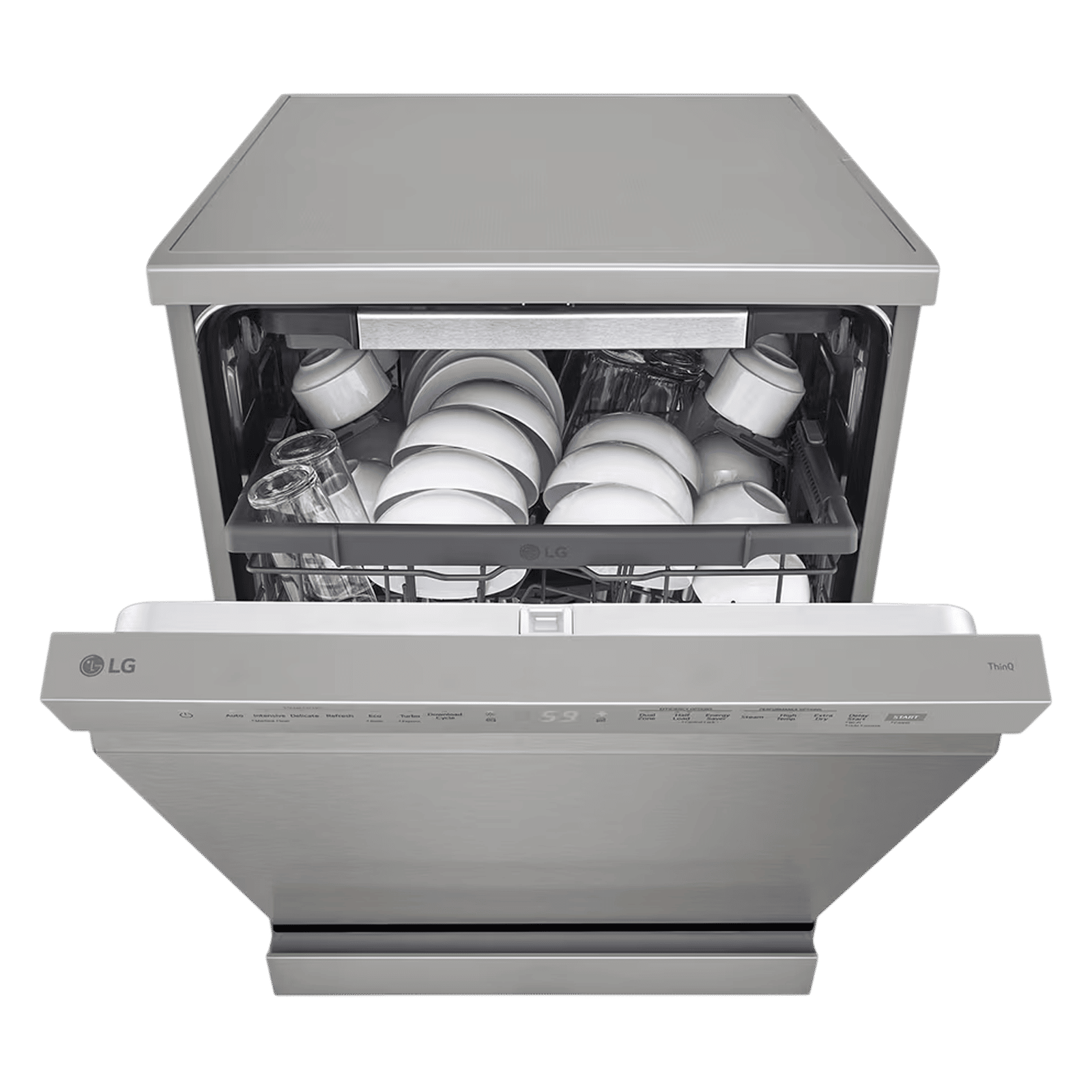 LG 15 Place Settings Free Standing Smart Dishwasher with Front Control Panel (No Pre-rinse Required, Prime Silver)_7