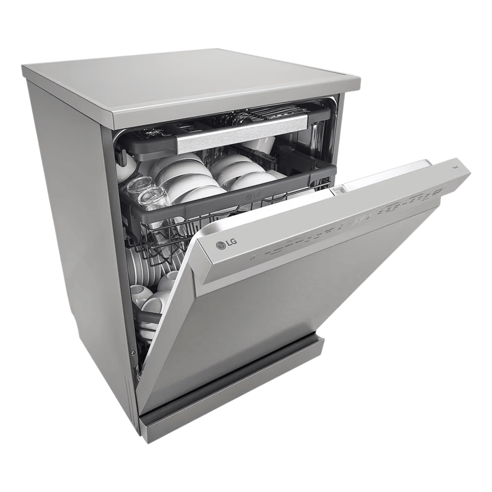 LG 15 Place Settings Free Standing Smart Dishwasher with Front Control Panel (No Pre-rinse Required, Prime Silver)_9