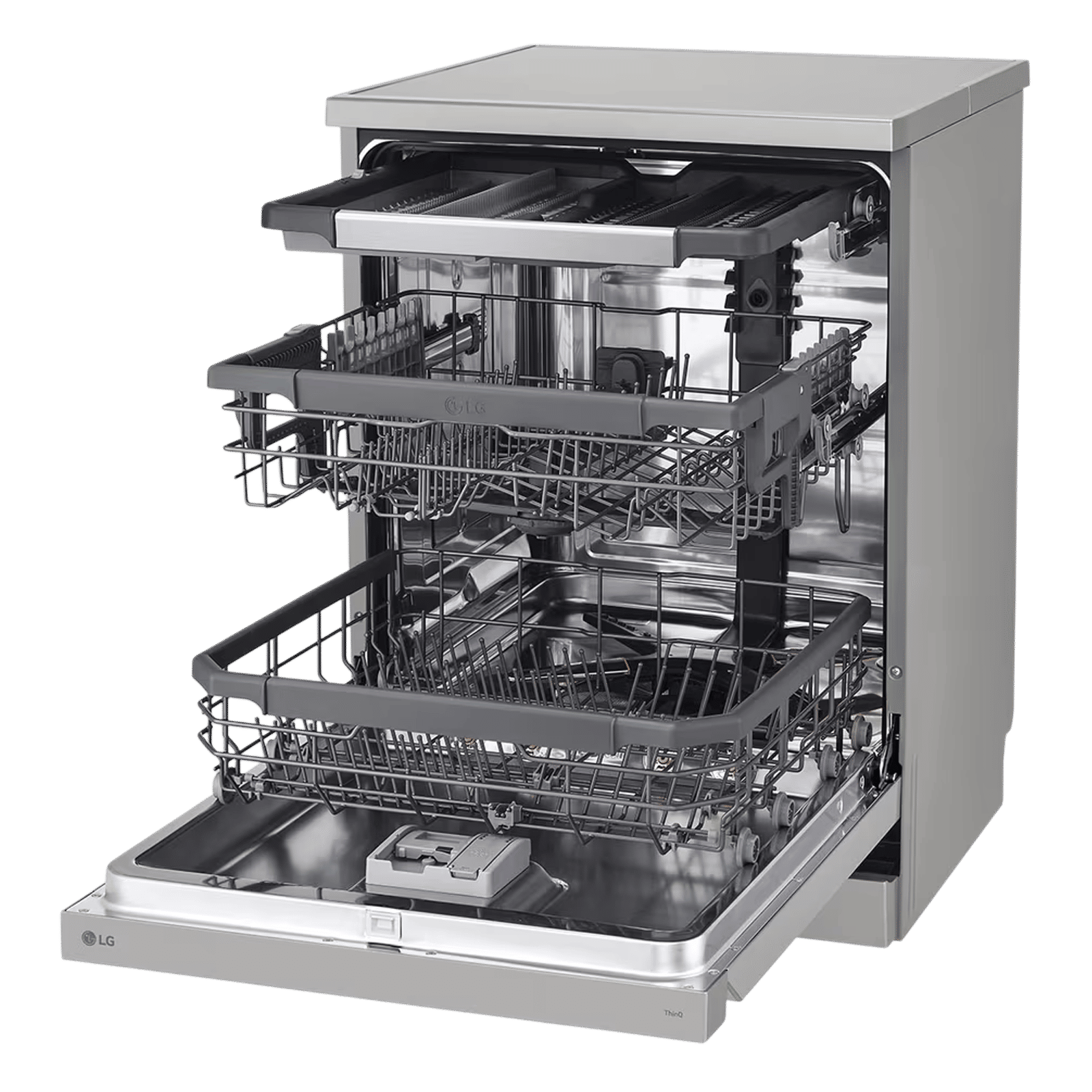 LG 15 Place Settings Free Standing Smart Dishwasher with Front Control Panel (No Pre-rinse Required, Prime Silver)_10