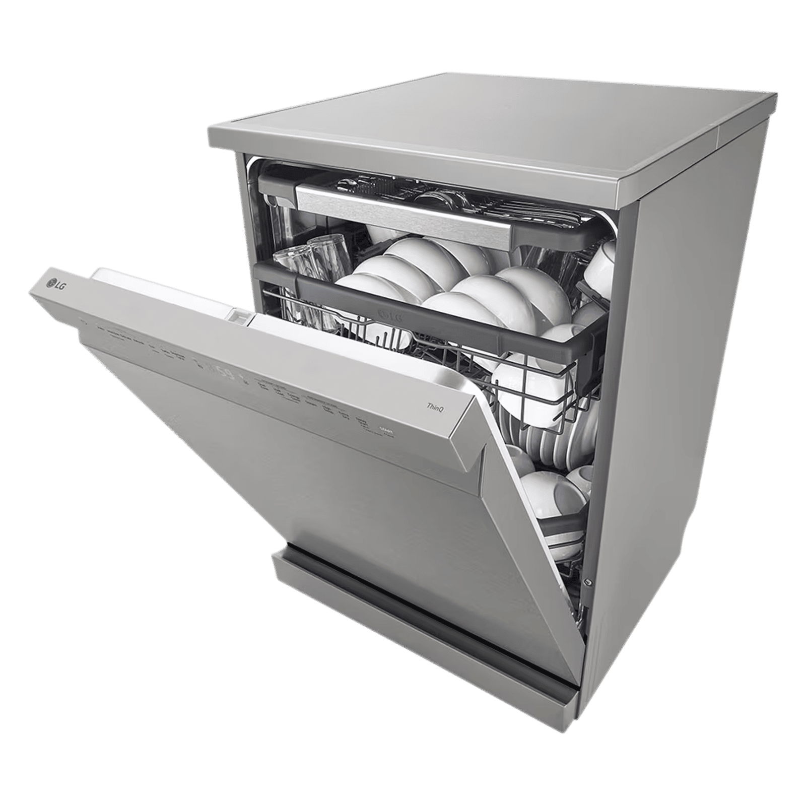 LG 15 Place Settings Free Standing Smart Dishwasher with Front Control Panel (No Pre-rinse Required, Prime Silver)_13