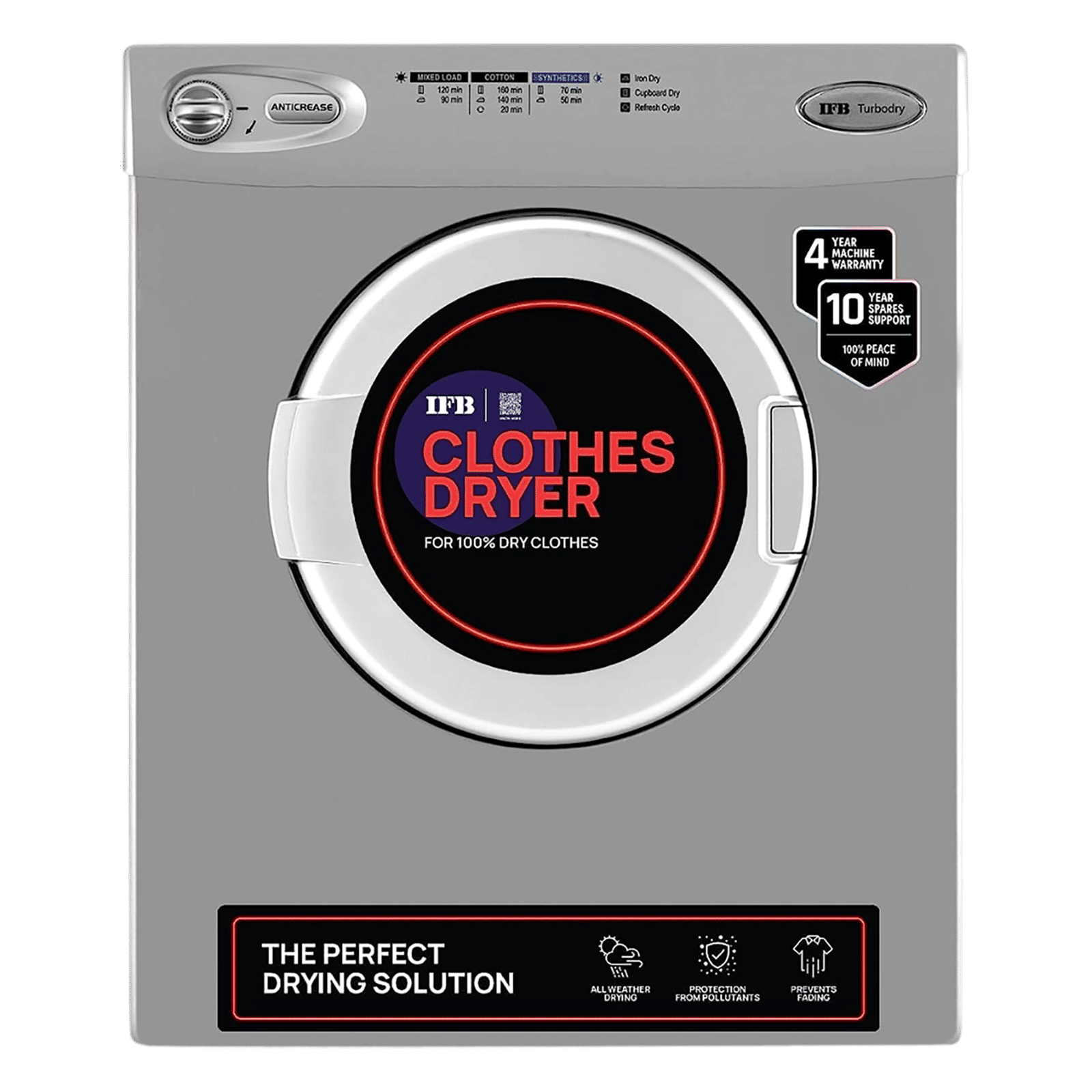 IFB 5.5 kg 5 Star Fully Automatic Front Load Dryer (TURBO DRY EX, Lint Filter, Silver) IFB 5.5 kg 5 Star Fully Automatic Front Load Dryer (TURBO DRY EX, Lint Filter, Silver)_1