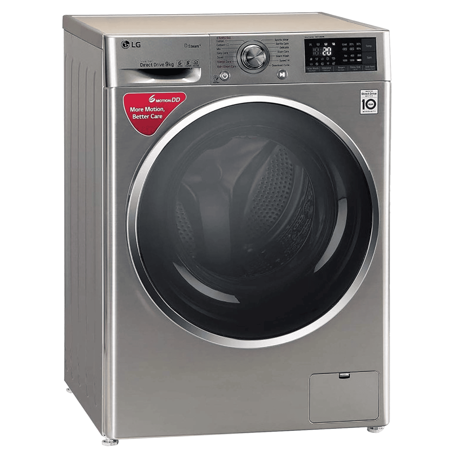 LG 9 kg Fully Automatic Front Load Washing Machine (FHT1409SWSASSPEIL, SmartThinQ with Wi-Fi, Stainless Steel)_3