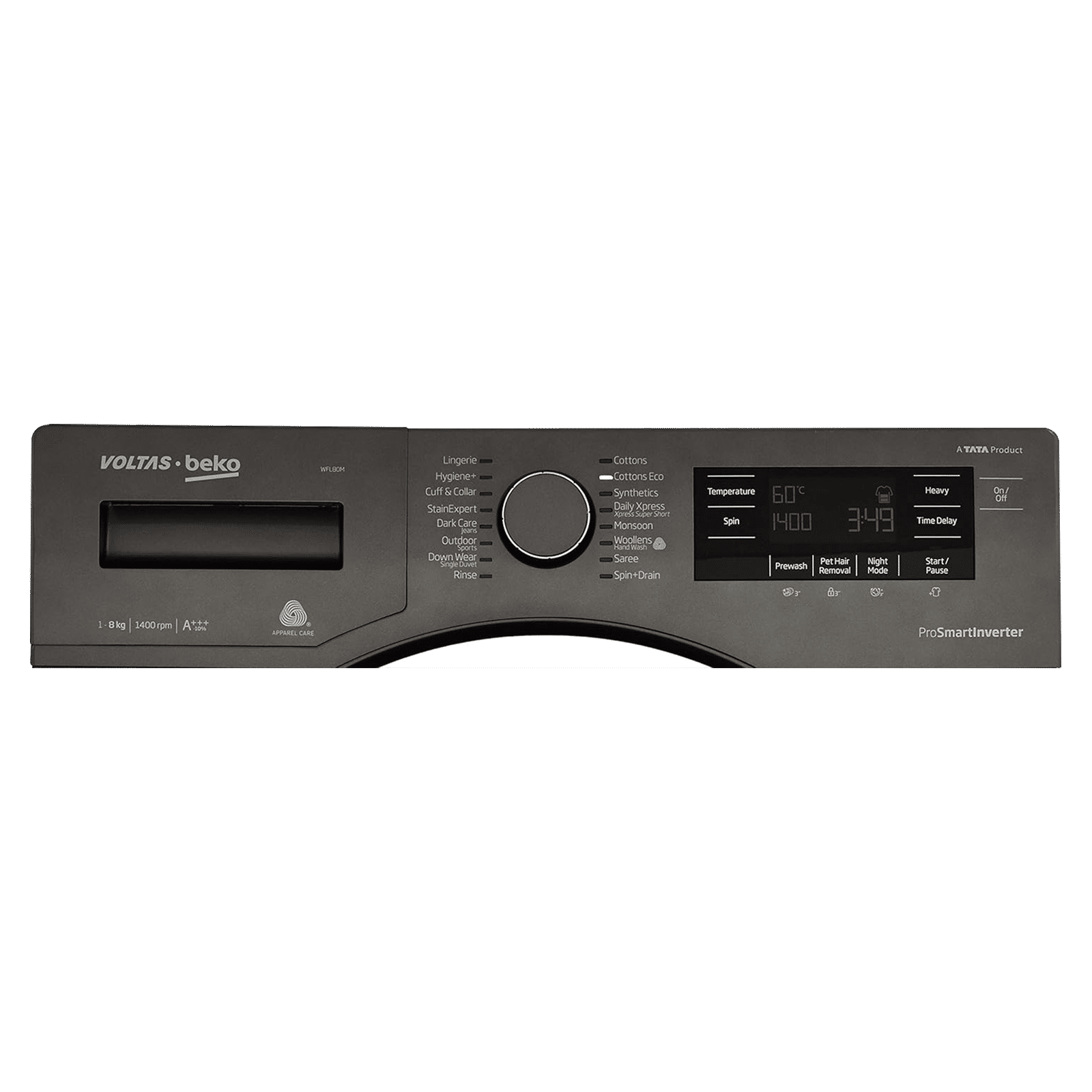 Voltas Beko 8 kg Inverter Fully Automatic Front Load Washing Machine (WFL80M, In-Built Heater, Manhattan Grey) Voltas Beko 8 kg Inverter Fully Automatic Front Load Washing Machine (WFL80M, In-Built Heater, Manhattan Grey)_3