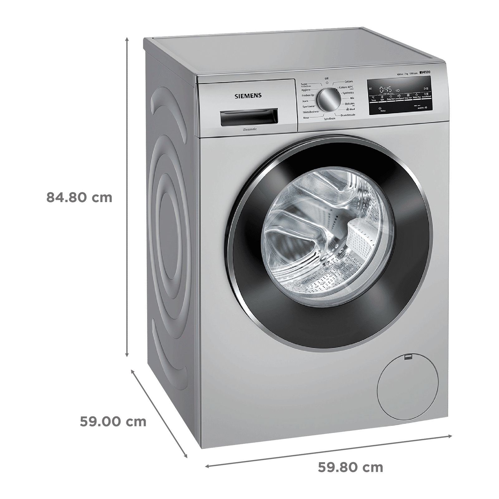 SIEMENS 7 kg 5 Star Inverter Fully Automatic Front Load Washing Machine (iQ300, WM12J46SIN, Wave Drum, Platinum Silver)_3