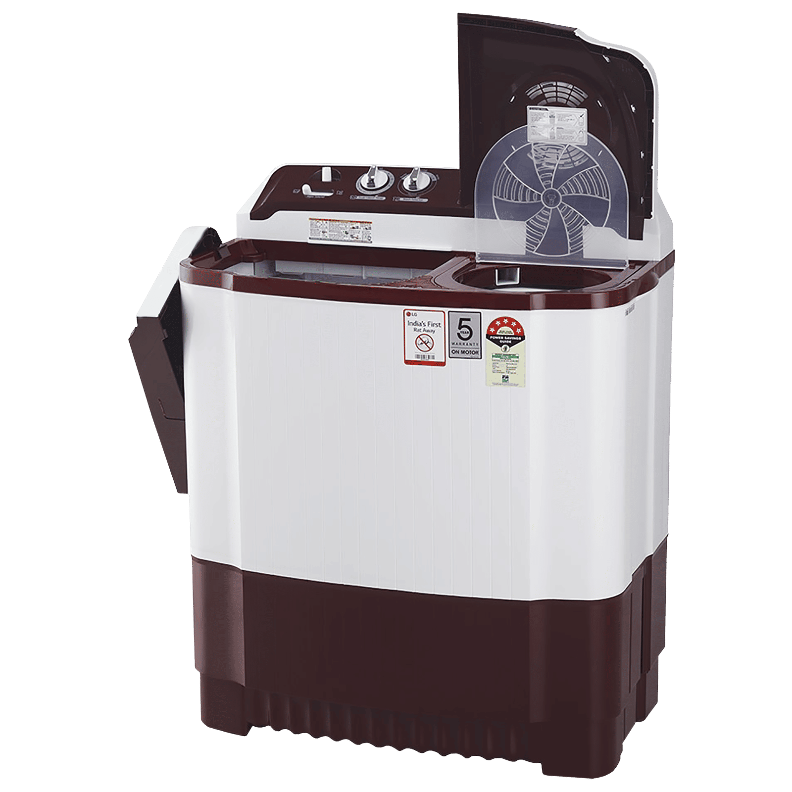 LG 8 kg 5 Star Semi Automatic Washing Machine with Lint Filter (P8030SRAZ.ABGQEIL, Burgundy)_12