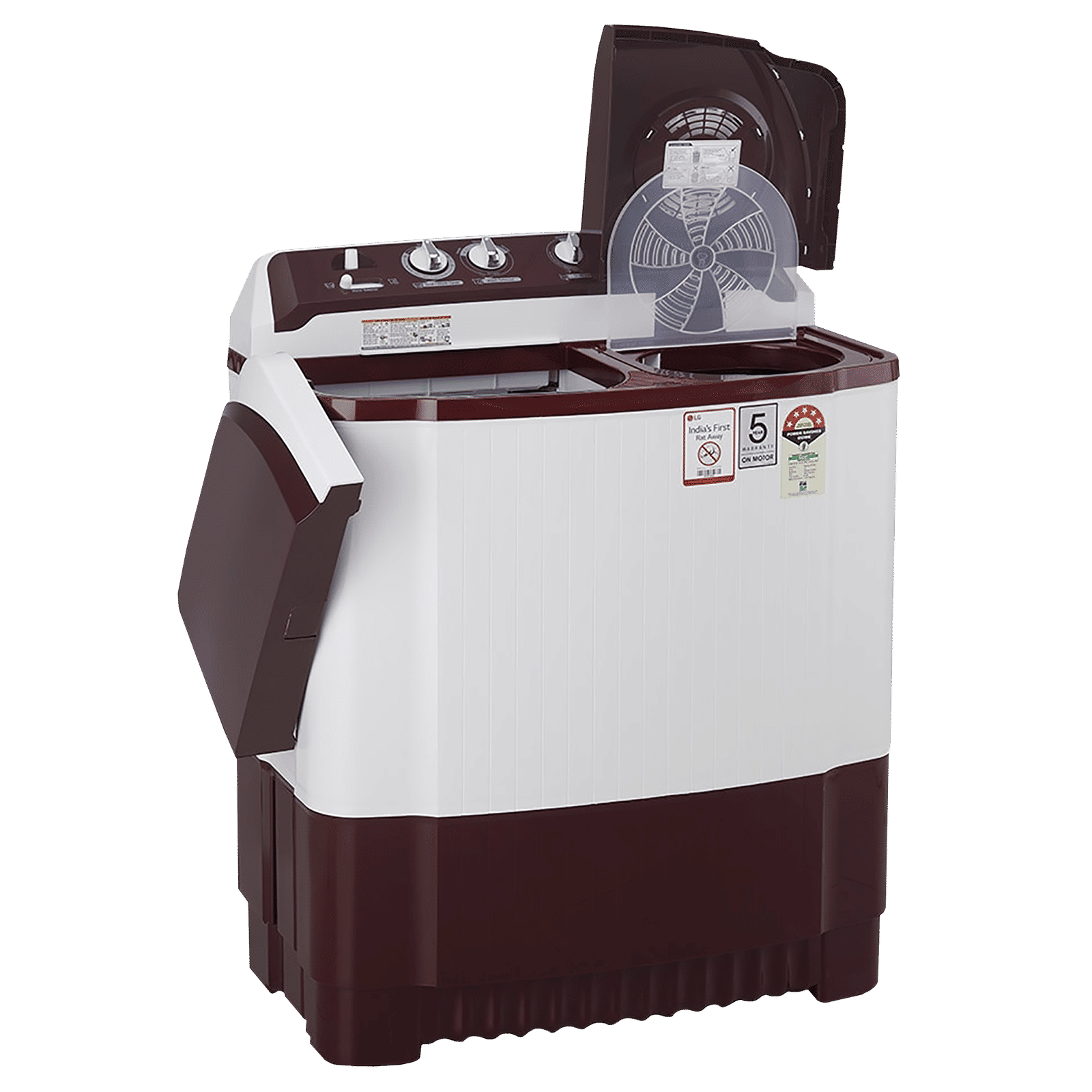 LG 8 kg 5 Star Semi Automatic Washing Machine with Lint Filter (P8030SRAZ.ABGQEIL, Burgundy)_6