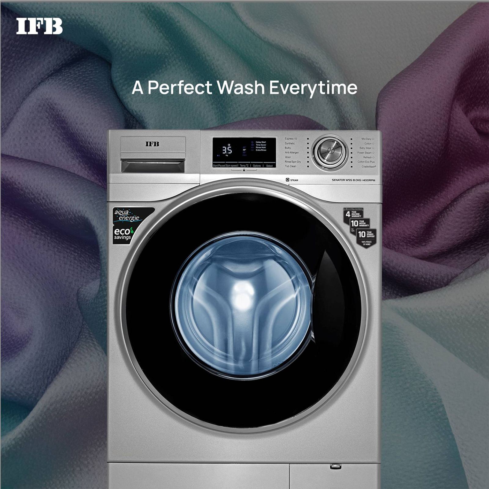 IFB 8 kg 5 Star Fully Automatic Front Load Washing Machine (Senator WSS STEAM, Steam Wash Technology, Silver)_18