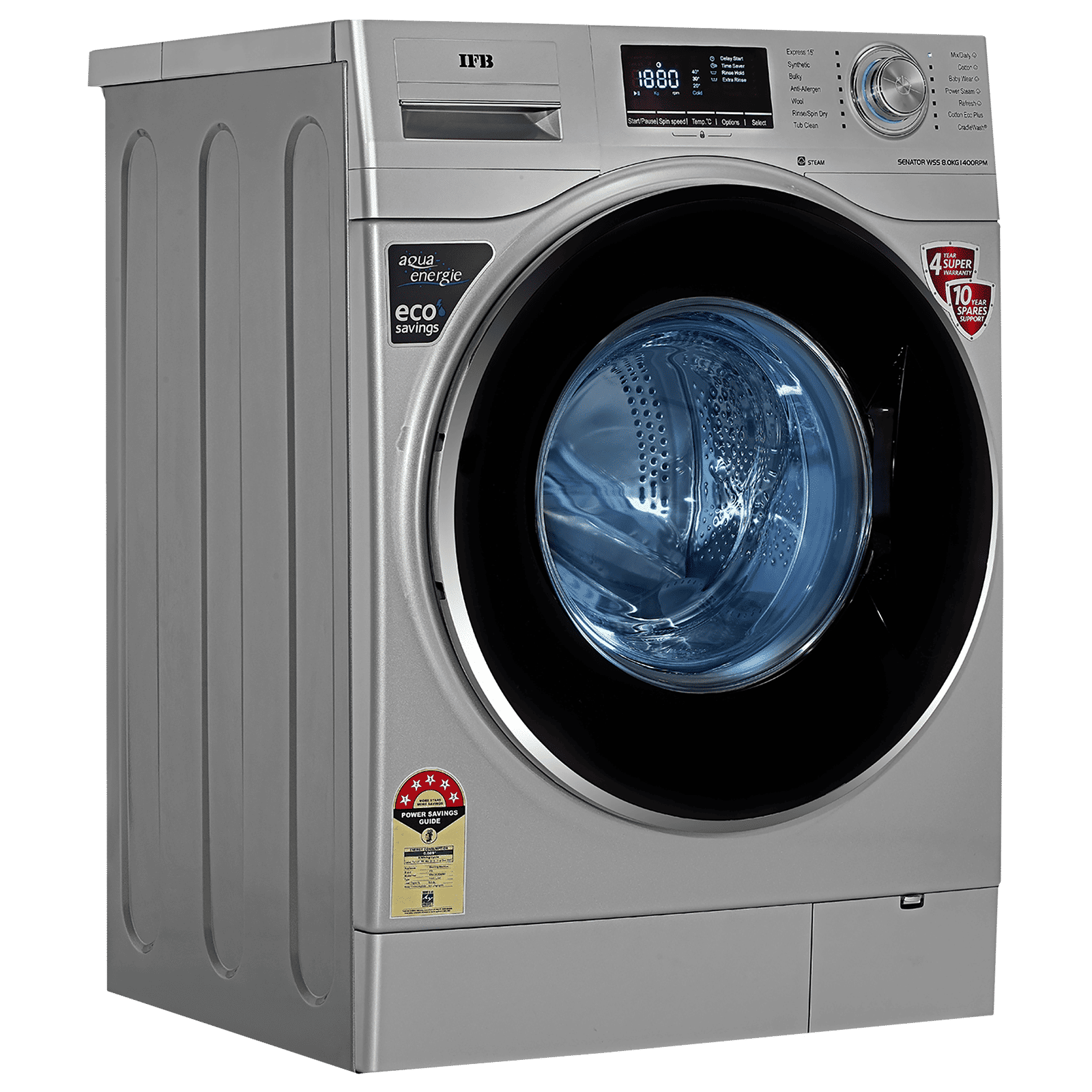 IFB 8 kg 5 Star Fully Automatic Front Load Washing Machine (Senator WSS STEAM, Steam Wash Technology, Silver)_5