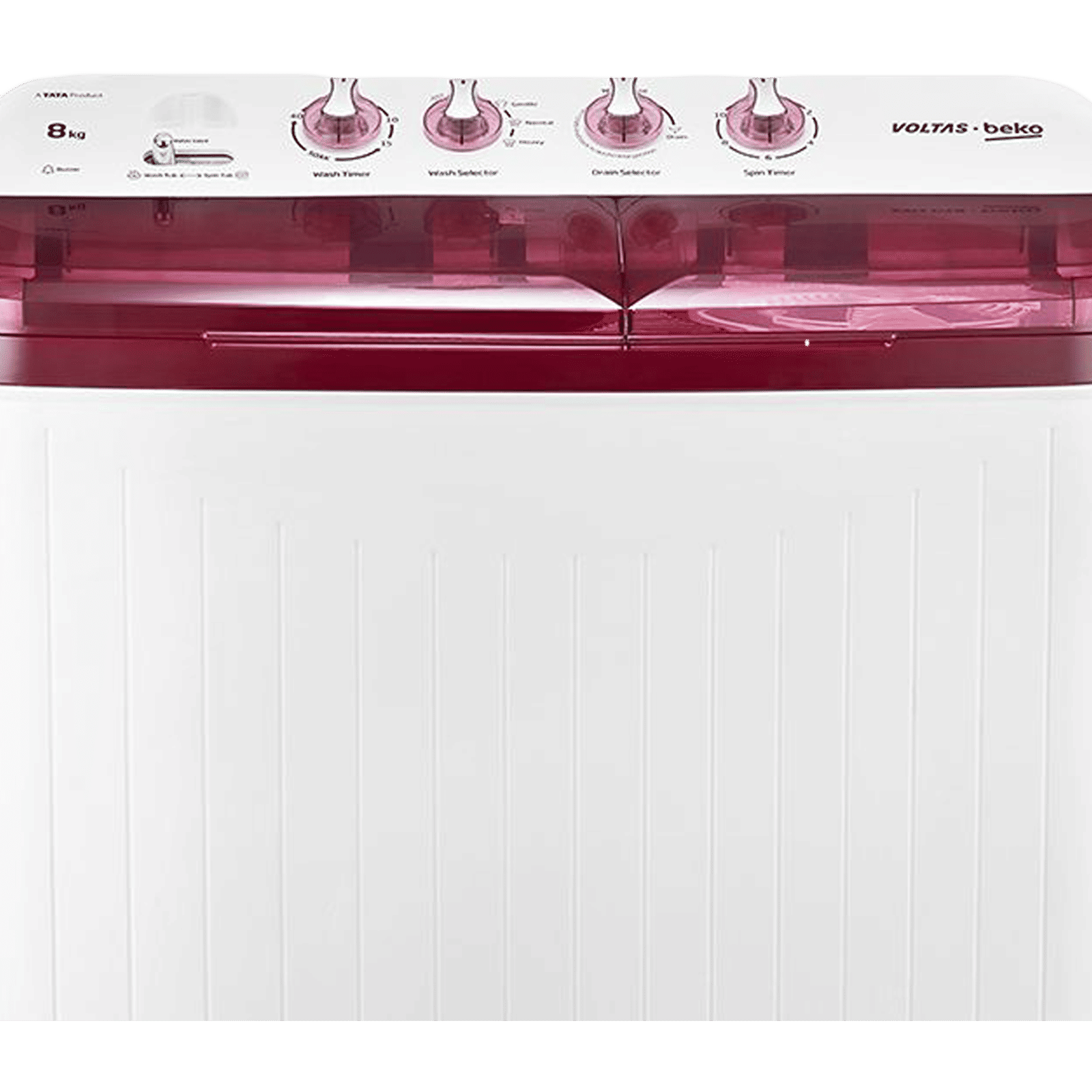 VOLTAS beko 8 kg 5 Star Semi Automatic Washing Machine with IPX4 Control Panel (WTT80DBRT, Burgundy)_8