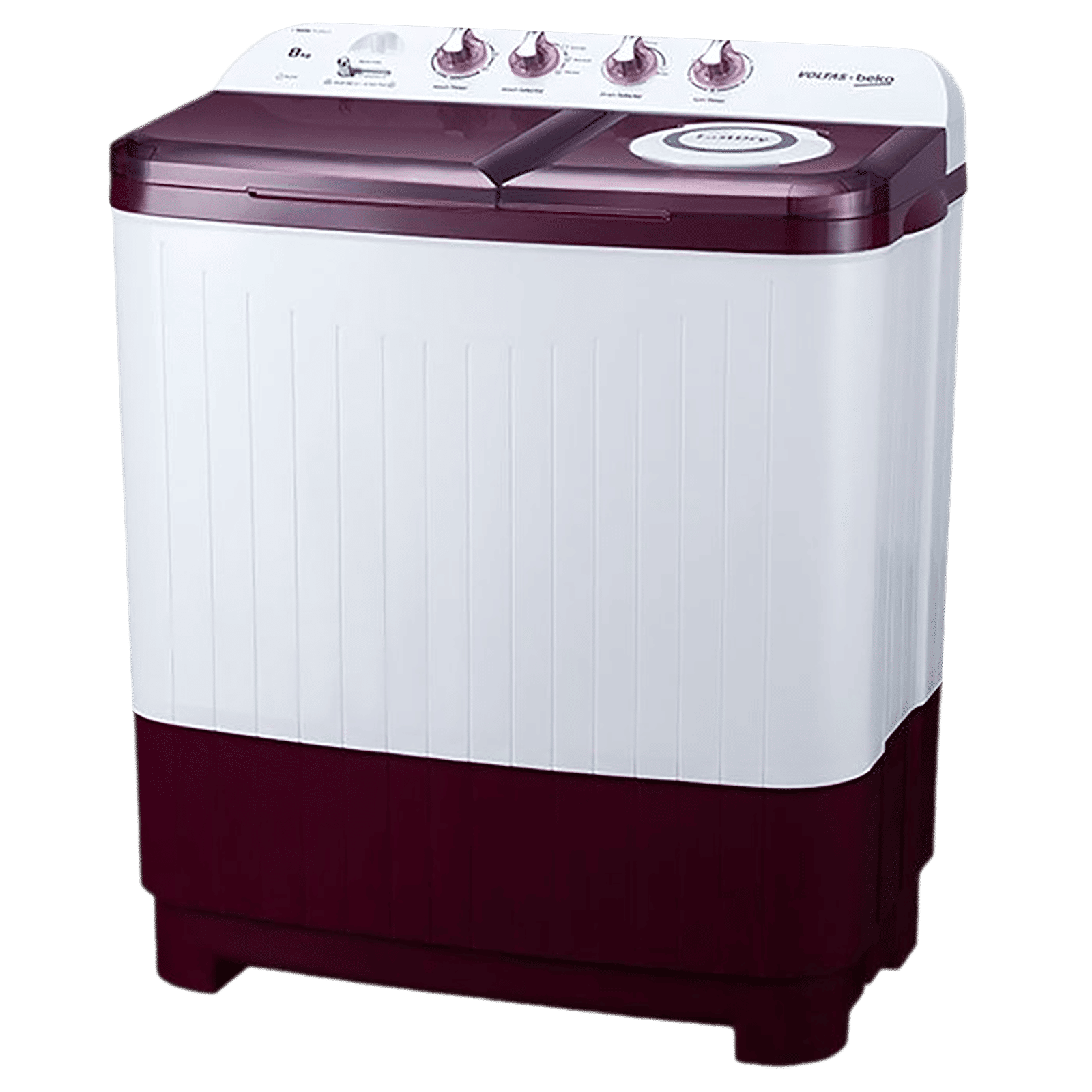 VOLTAS beko 8 kg 5 Star Semi Automatic Washing Machine with IPX4 Control Panel (WTT80DBRT, Burgundy)_6