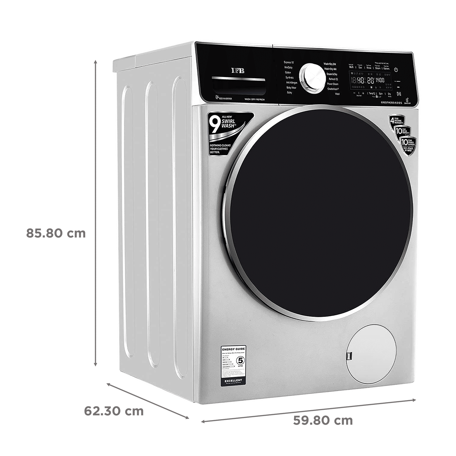 IFB 8.5/6.5 kg 5 Star Inverter Fully Automatic Front Load Washer Dryer (Executive ZXS, Power Steam Wash, Silver) IFB 8.5/6.5 kg 5 Star Inverter Fully Automatic Front Load Washer Dryer (Executive ZXS, Power Steam Wash, Silver)_3