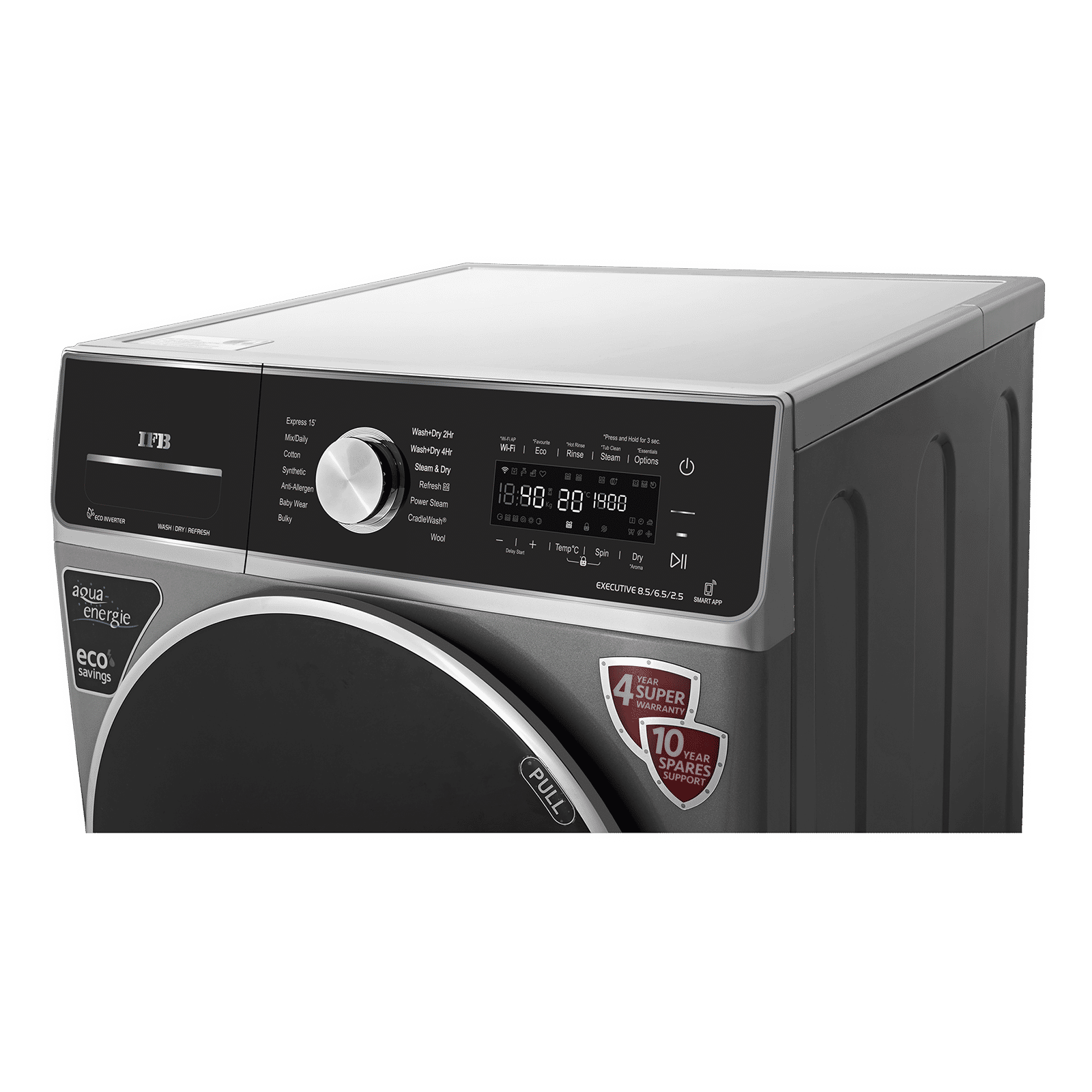 IFB 8.5/6.5 kg 5 Star Inverter Fully Automatic Front Load Washer Dryer (Executive ZXS, Power Steam Wash, Silver) IFB 8.5/6.5 kg 5 Star Inverter Fully Automatic Front Load Washer Dryer (Executive ZXS, Power Steam Wash, Silver)_4