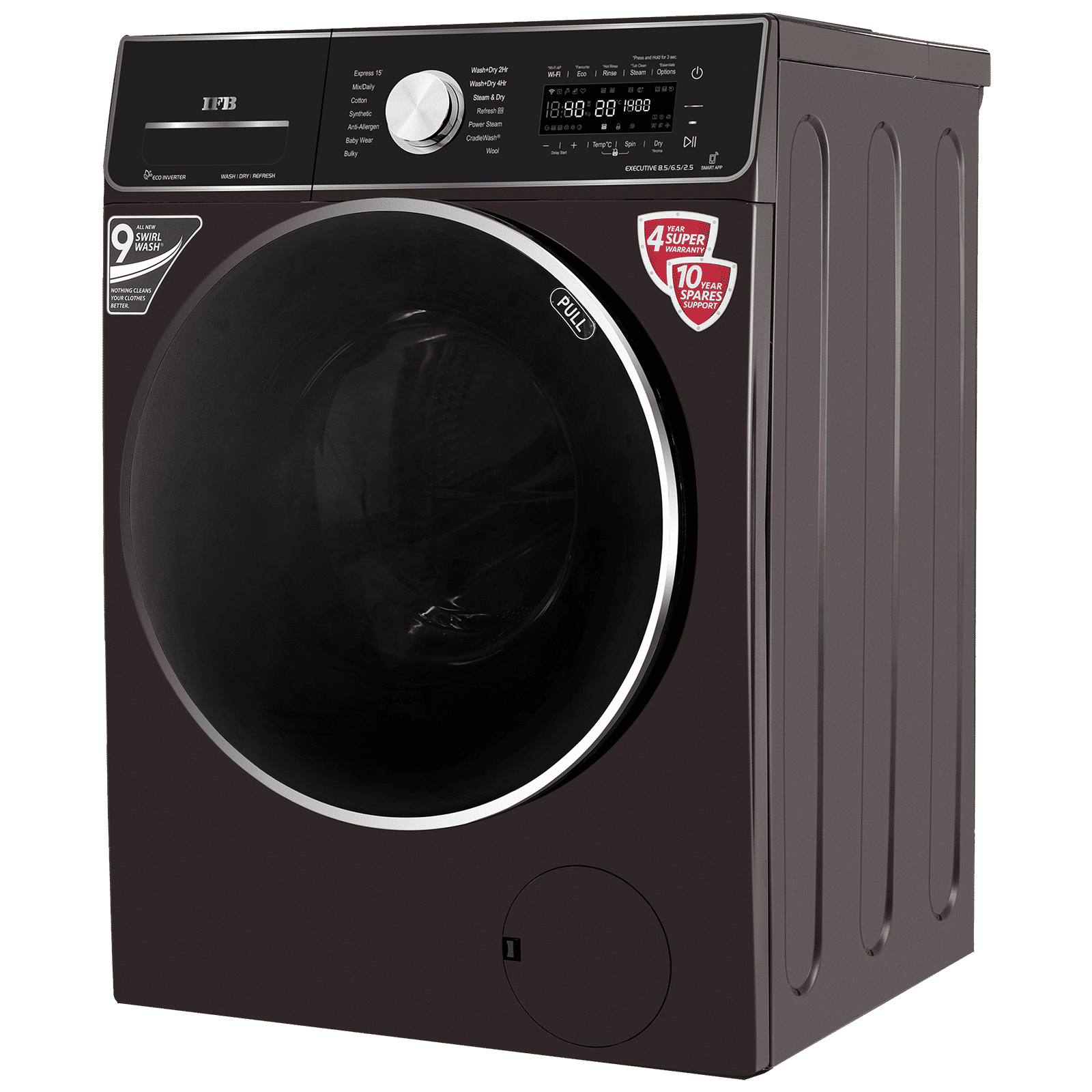 IFB 8.5/6.5 kg 5 Star Inverter Fully Automatic Front Load Washer Dryer (Executive ZXM, Power Steam Wash, Mocha)_6