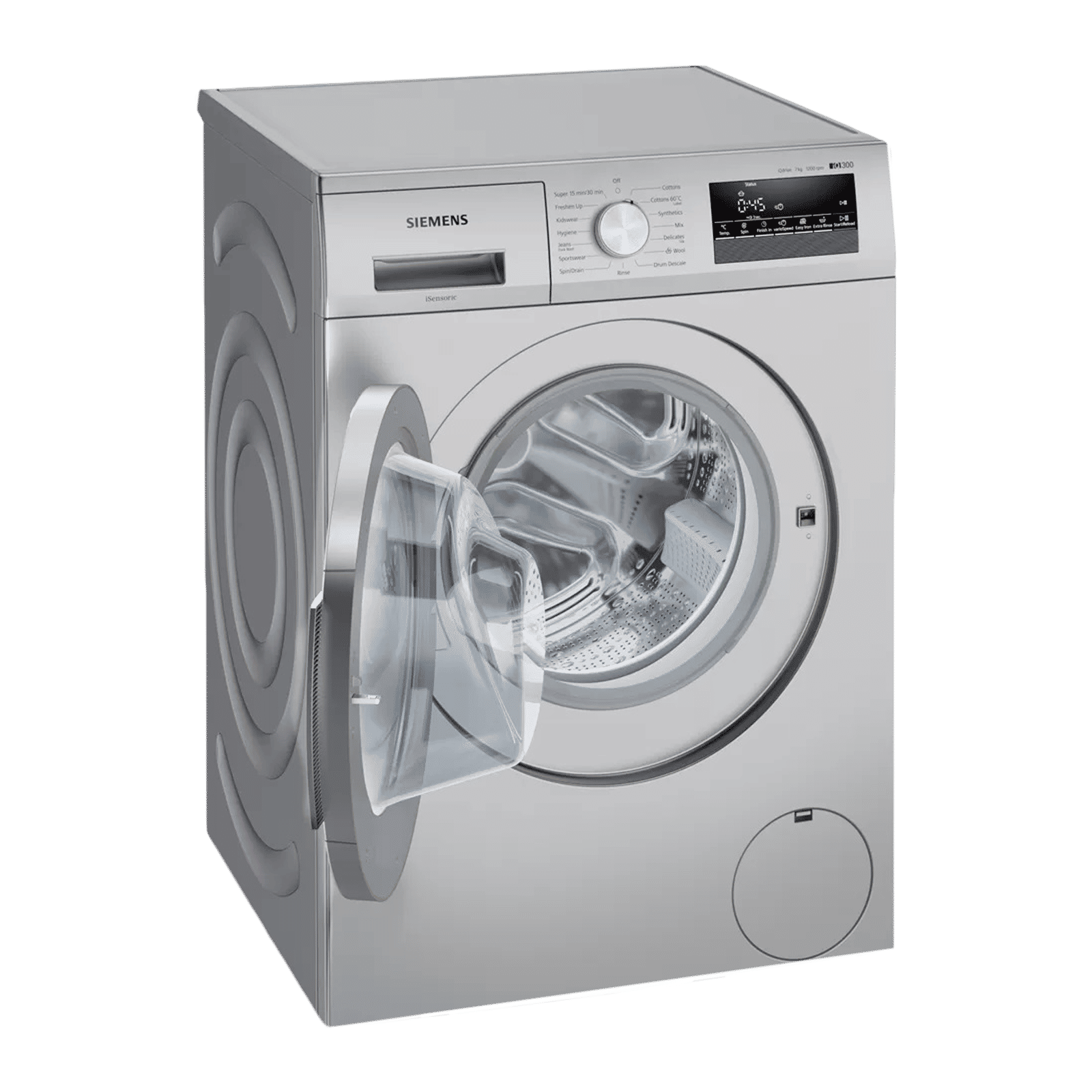 SIEMENS 7 kg 5 Star Fully Automatic Front Load Washing Machine (iQ300, WM12J26SIN, Wave Drum, Silver)_7