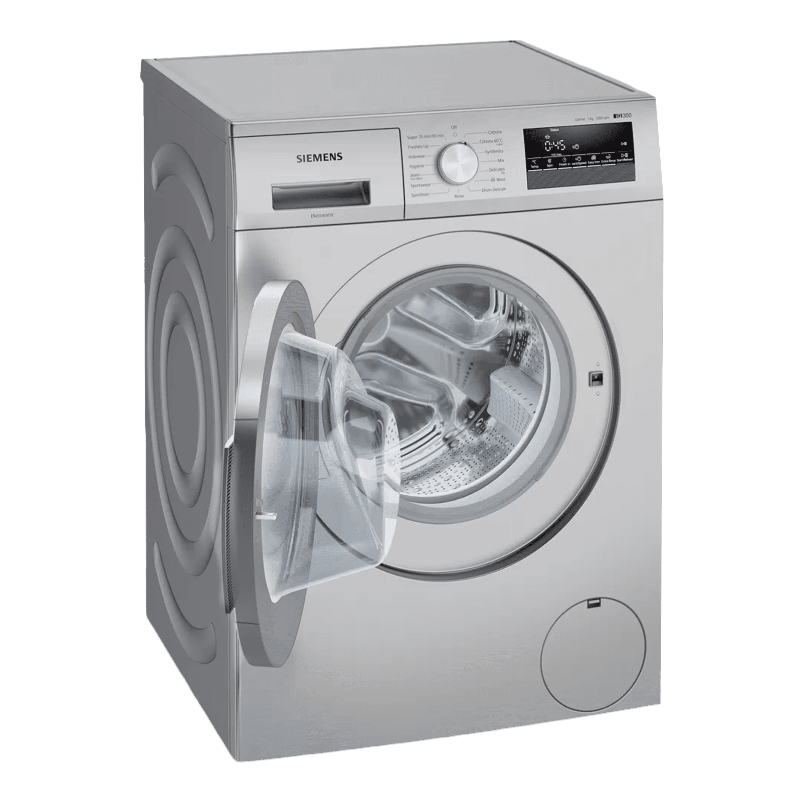 SIEMENS 7 kg 5 Star Fully Automatic Front Load Washing Machine (iQ300, WM12J26SIN, Wave Drum, Silver)_9