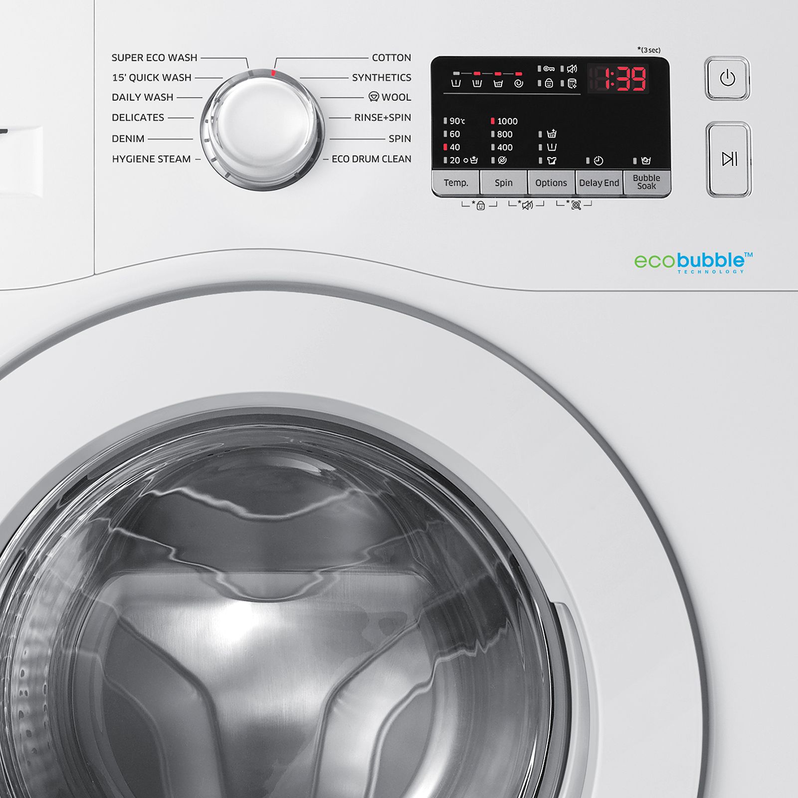 SAMSUNG 6.5 kg 5 Star Inverter Fully Automatic Front Load Washing Machine (WW65R20EKMW/TL, Diamond Drum, DA White)_8