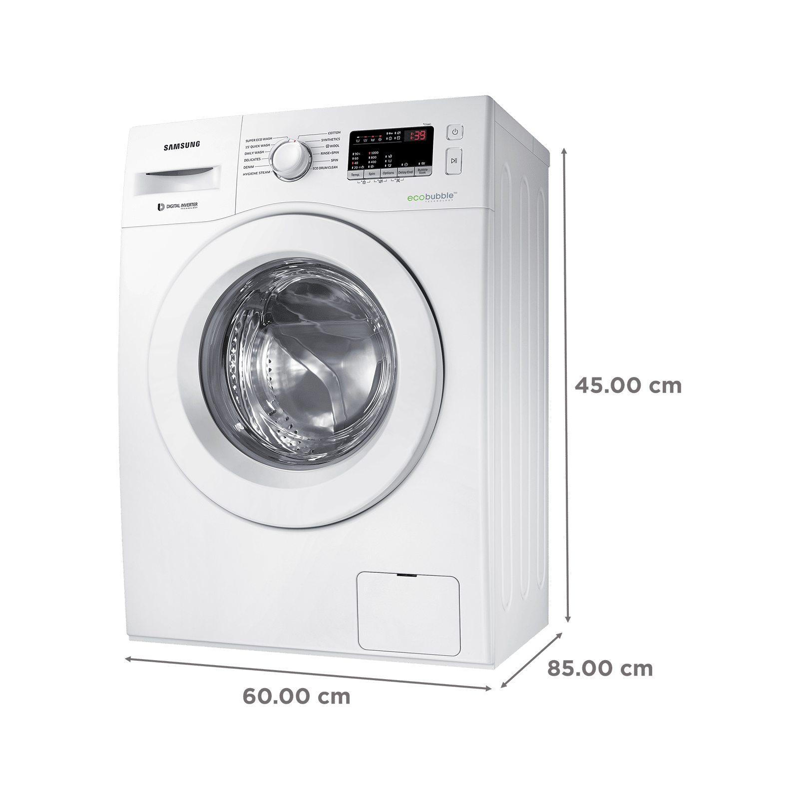 SAMSUNG 6.5 kg 5 Star Inverter Fully Automatic Front Load Washing Machine (WW65R20EKMW/TL, Diamond Drum, DA White)_3