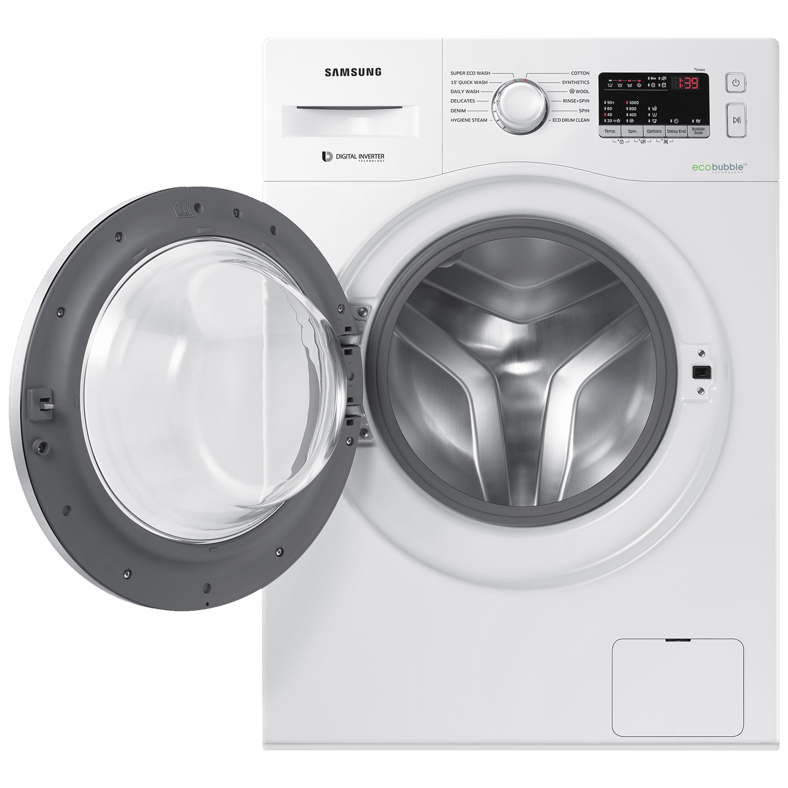 SAMSUNG 6.5 kg 5 Star Inverter Fully Automatic Front Load Washing Machine (WW65R20EKMW/TL, Diamond Drum, DA White)_6