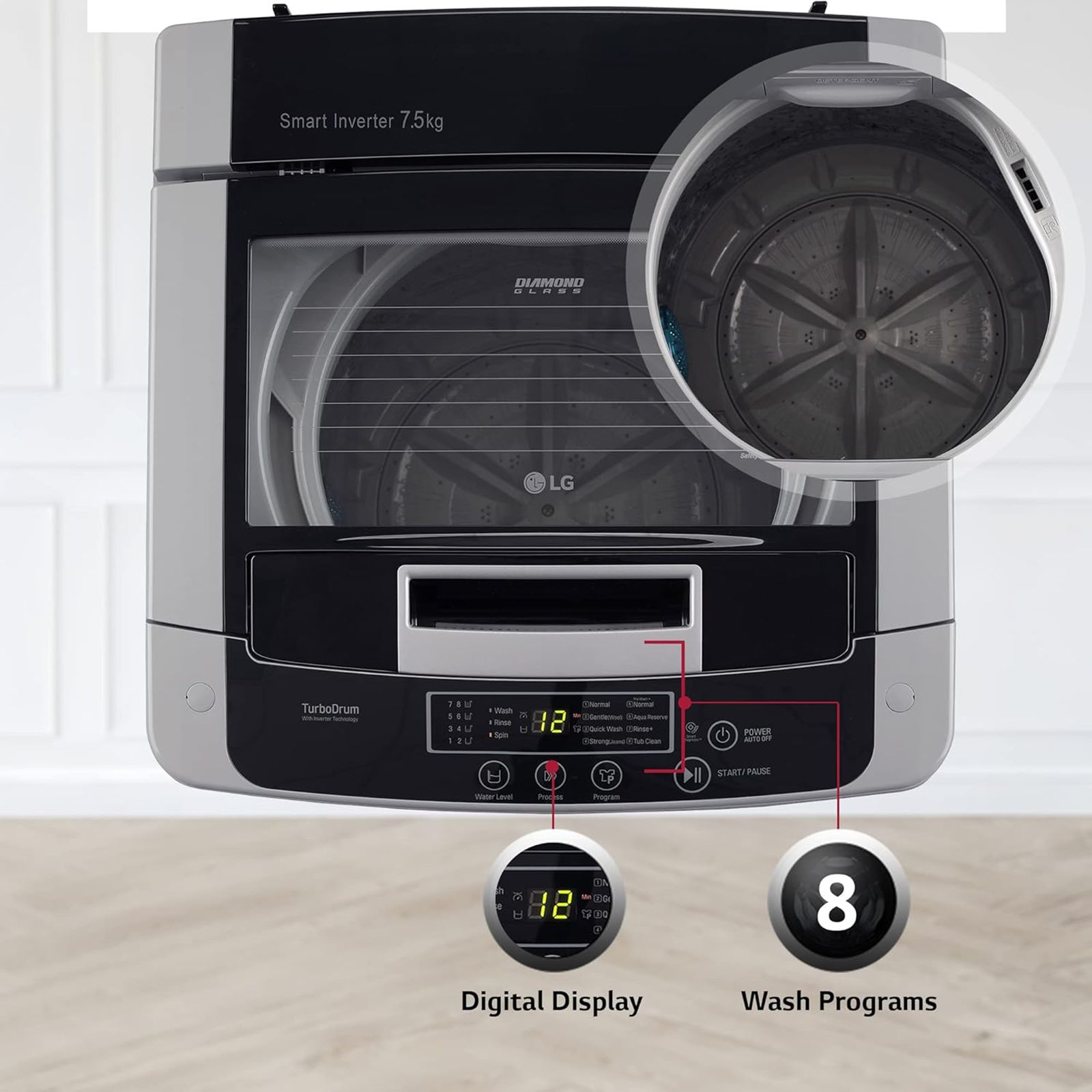 LG 7.5 kg 5 Star Inverter Fully Automatic Top Load Washing Machine (T75SKSF1Z.ASFQEIL, TurboDrum, Middle Free Silver)_14