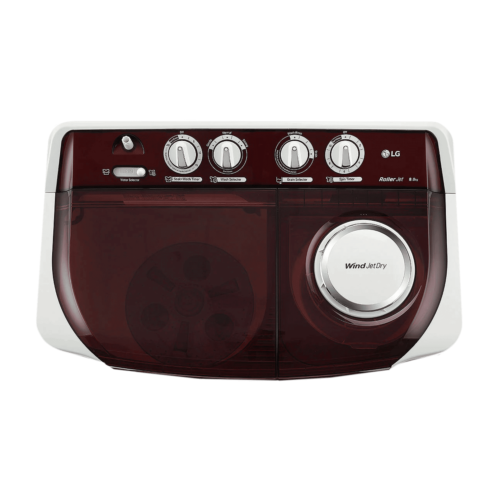 LG 8 kg 5 Star Semi Automatic Washing Machine with Lint Filter (P8035SRAZ.ABGQEIL, Burgundy) LG 8 kg 5 Star Semi Automatic Washing Machine with Lint Filter (P8035SRAZ.ABGQEIL, Burgundy)_4