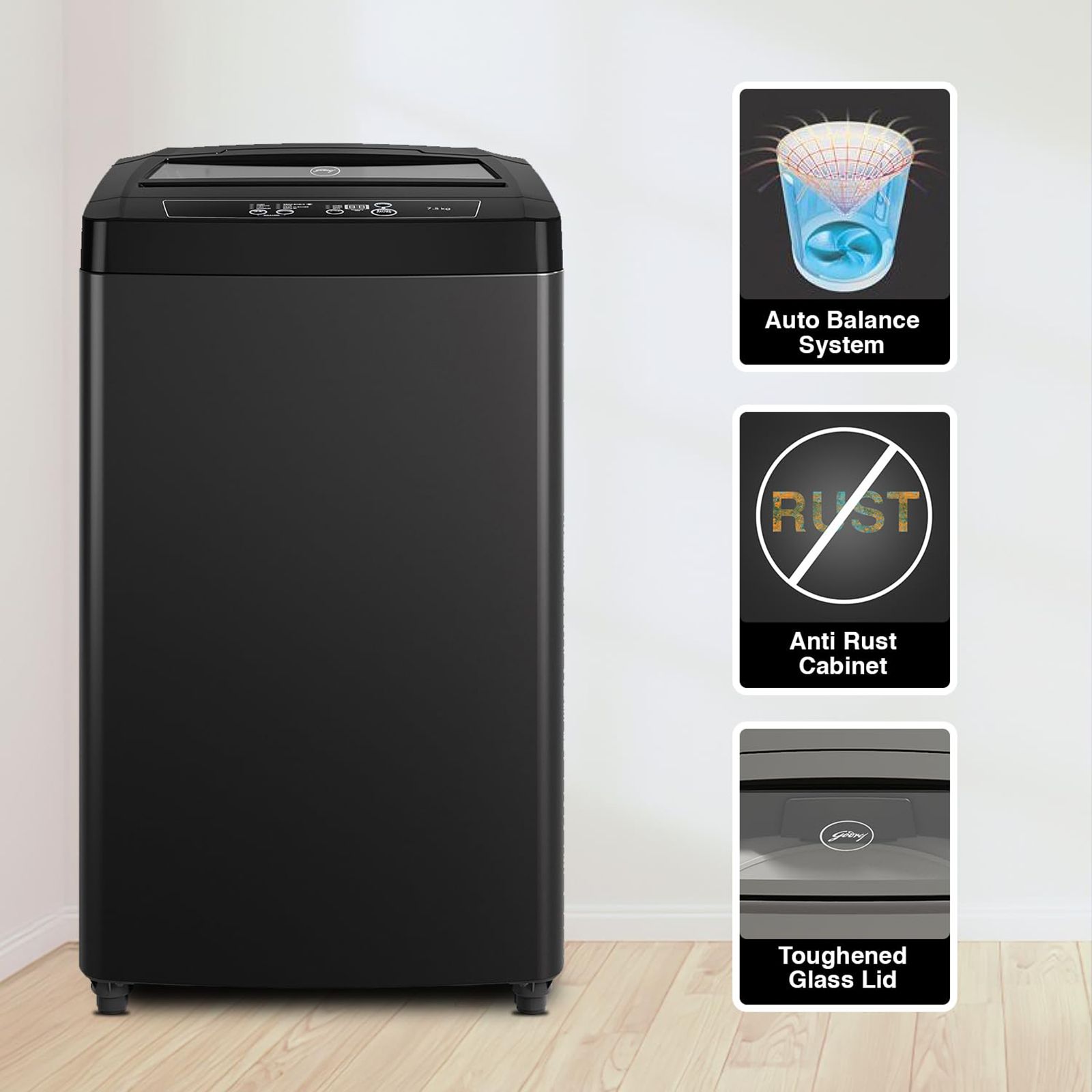 Godrej 7.5 kg 5 Star Fully Automatic Top Load Washing Machine (Eon Audra, WTEON ADR 75 5.0 FDTH GPGR, Auto Balance System, Graphite Grey)_12