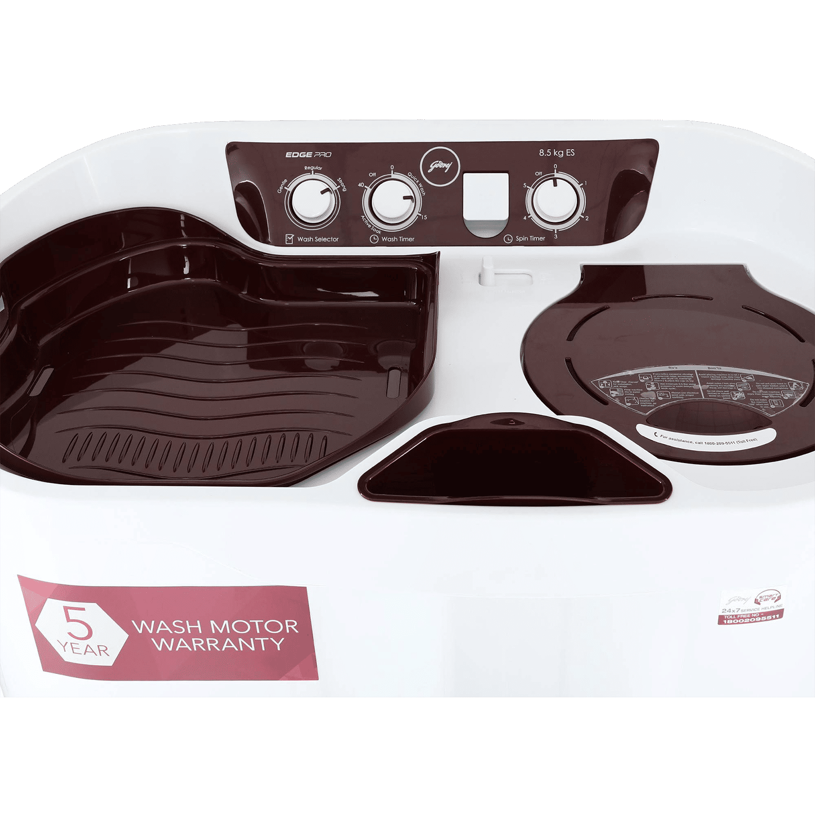 Godrej 8.5 kg 5 Star Semi Automatic Washing Machine with Spin Shower (Edge Pro, WS EDGEPRO 850 ES, Wine Red) Godrej 8.5 kg 5 Star Semi Automatic Washing Machine with Spin Shower (Edge Pro, WS EDGEPRO 850 ES, Wine Red)_18