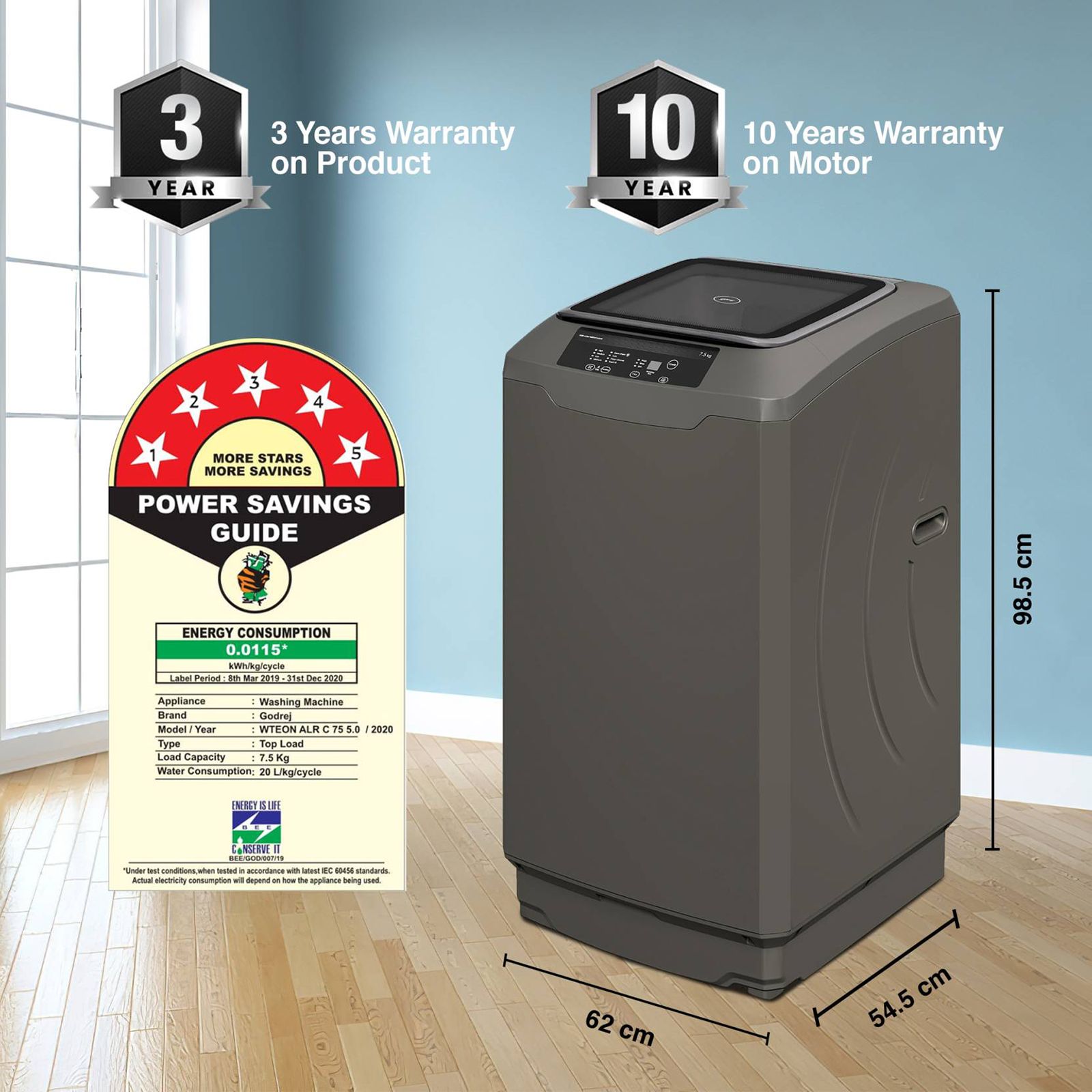 Godrej 7.5 kg 5 Star Fully Automatic Top Load Washing Machine (Eon Allure, WTEON ALR 75 5.0 FISGS ROGR, Cascade Waterfall Technology, Royal Grey)_14