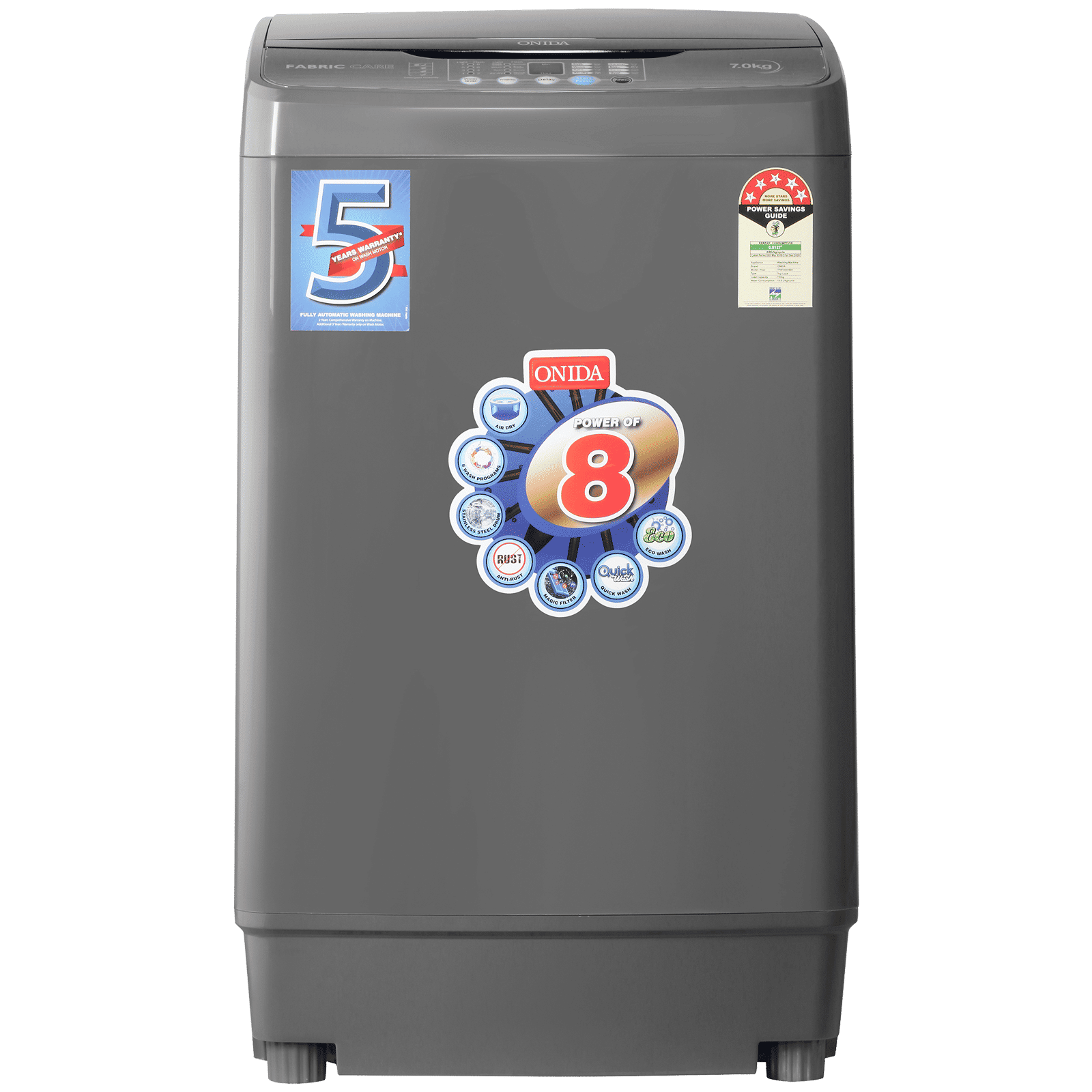 ONIDA 7 kg 5 Star Fully Automatic Top Load Washing Machine (T70FGD, Crystal Drum Technology, Grey) ONIDA 7 kg 5 Star Fully Automatic Top Load Washing Machine (T70FGD, Crystal Drum Technology, Grey)_1