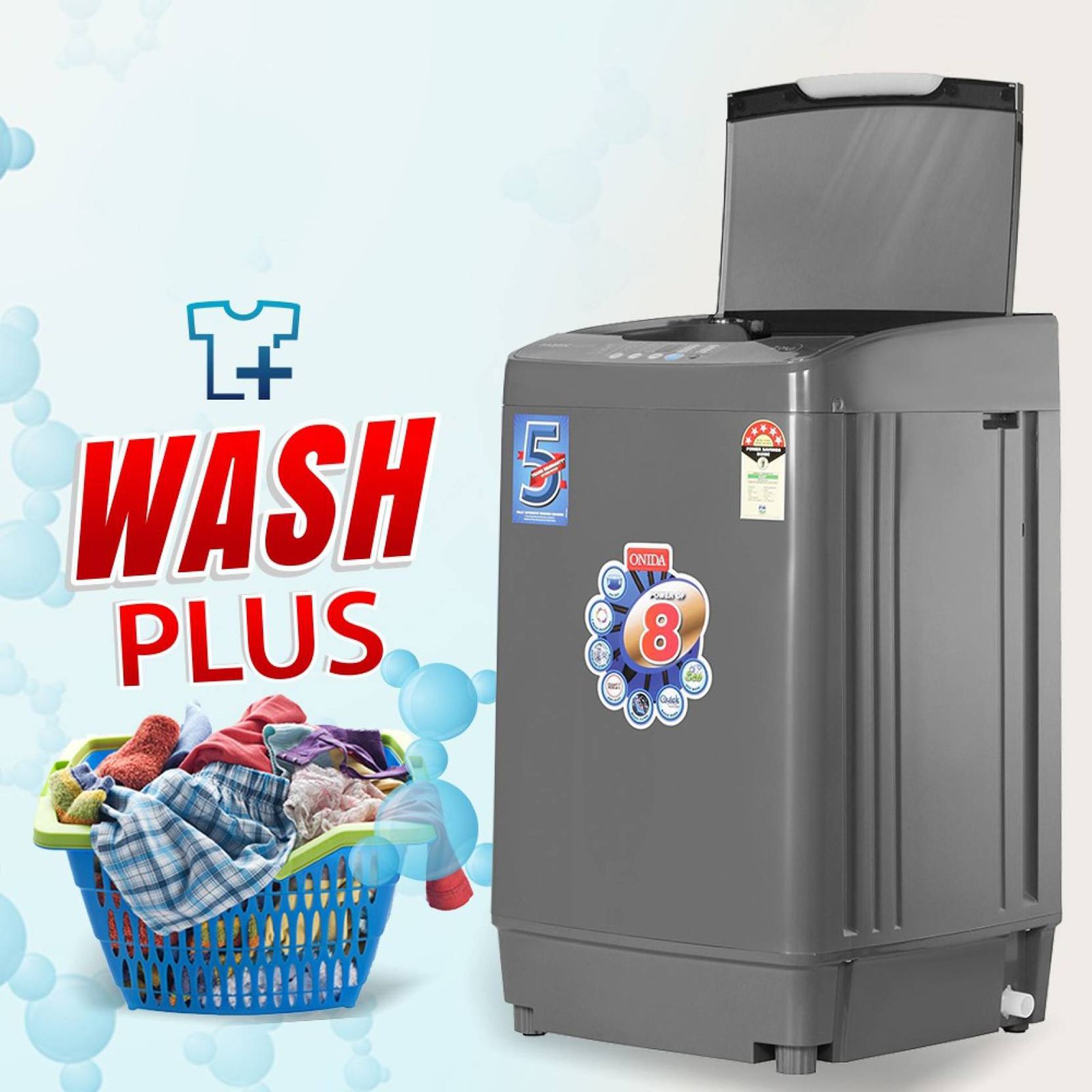 ONIDA 7 kg 5 Star Fully Automatic Top Load Washing Machine (T70FGD, Crystal Drum Technology, Grey) ONIDA 7 kg 5 Star Fully Automatic Top Load Washing Machine (T70FGD, Crystal Drum Technology, Grey)_16