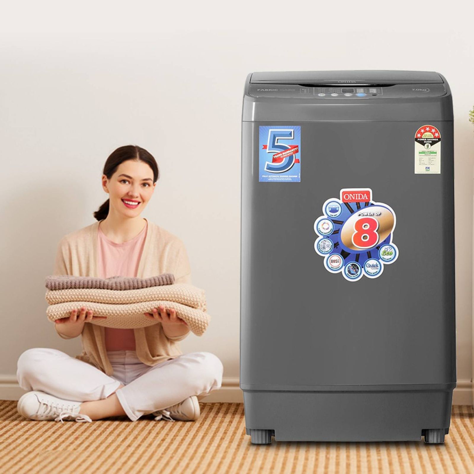 ONIDA 7 kg 5 Star Fully Automatic Top Load Washing Machine (T70FGD, Crystal Drum Technology, Grey) ONIDA 7 kg 5 Star Fully Automatic Top Load Washing Machine (T70FGD, Crystal Drum Technology, Grey)_18