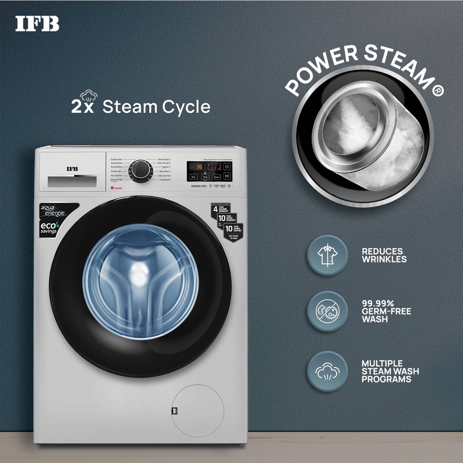 IFB 7 kg 5 Star Fully Automatic Front Load Washing Machine (Serena ZSS 7010, Aqua Energie, Silver) IFB 7 kg 5 Star Fully Automatic Front Load Washing Machine (Serena ZSS 7010, Aqua Energie, Silver)_10