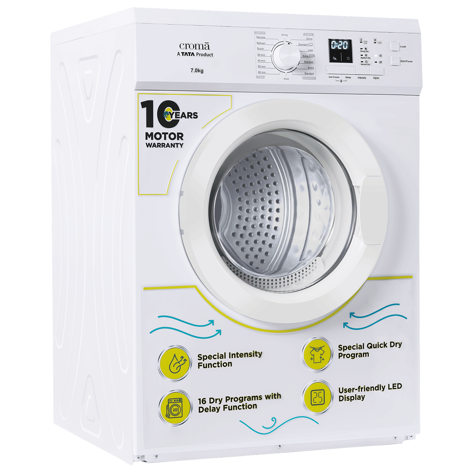 Croma 7 kg Fully Automatic Front Load Dryer (Fixed Frequency Motor, White) Croma 7 kg Fully Automatic Front Load Dryer (Fixed Frequency Motor, White)_5