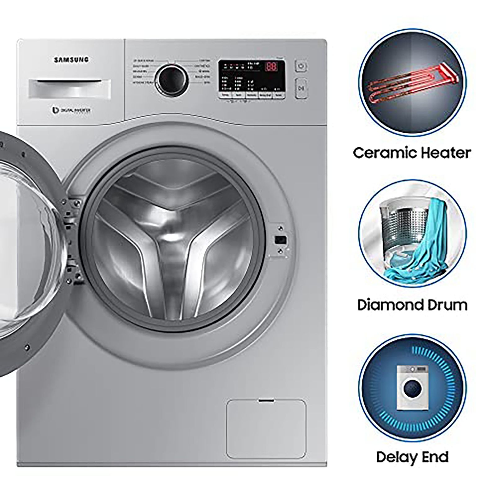 SAMSUNG 6 kg 5 Star Inverter Fully Automatic Front Load Washing Machine (WW60R20GLSS/TL, Diamond Drum, Silver)_12