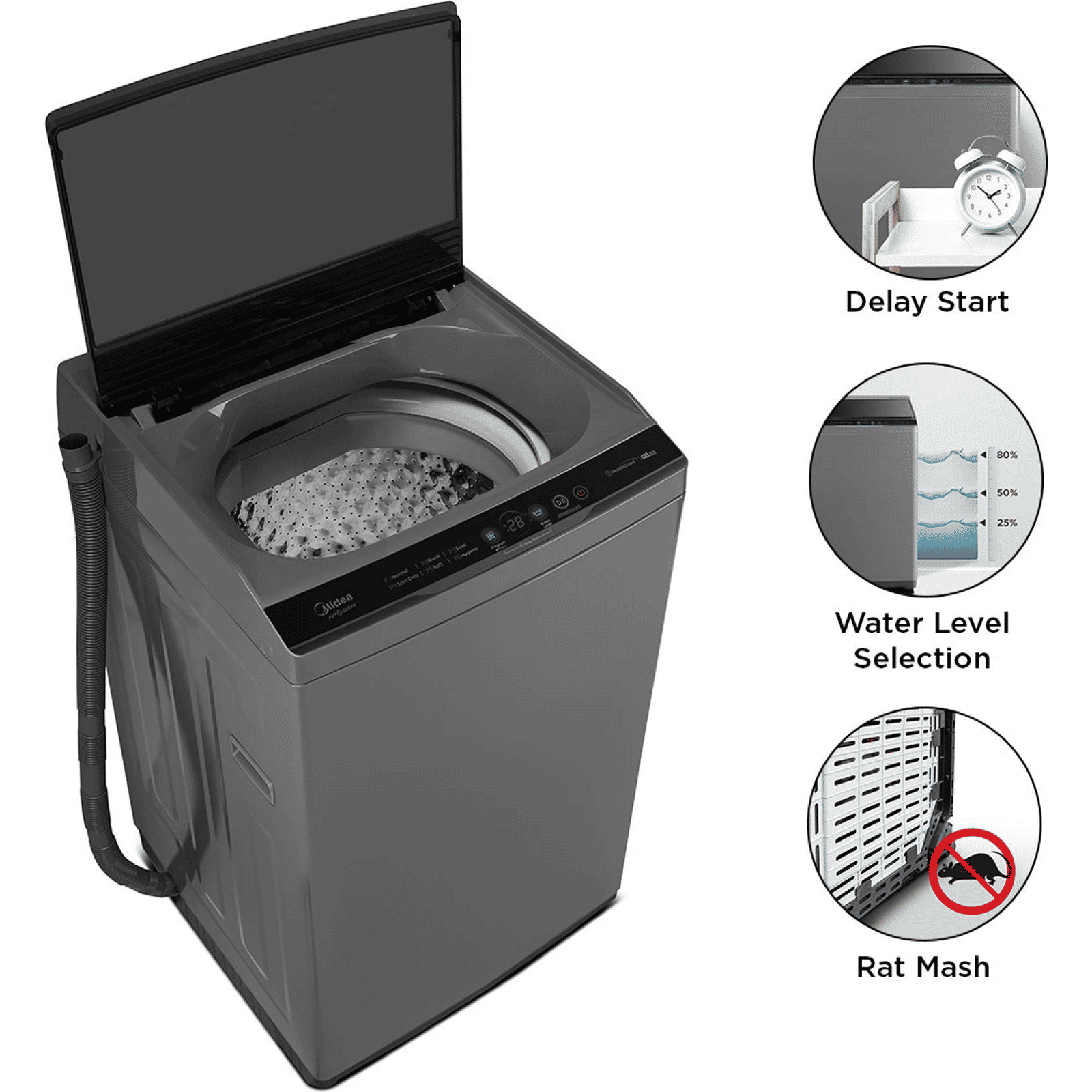 Midea 7 kg 5 Star Fully Automatic Top Load Washing Machine (MA100W70/G-IN, Lint Filter, Grey) Midea 7 kg 5 Star Fully Automatic Top Load Washing Machine (MA100W70/G-IN, Lint Filter, Grey)_14
