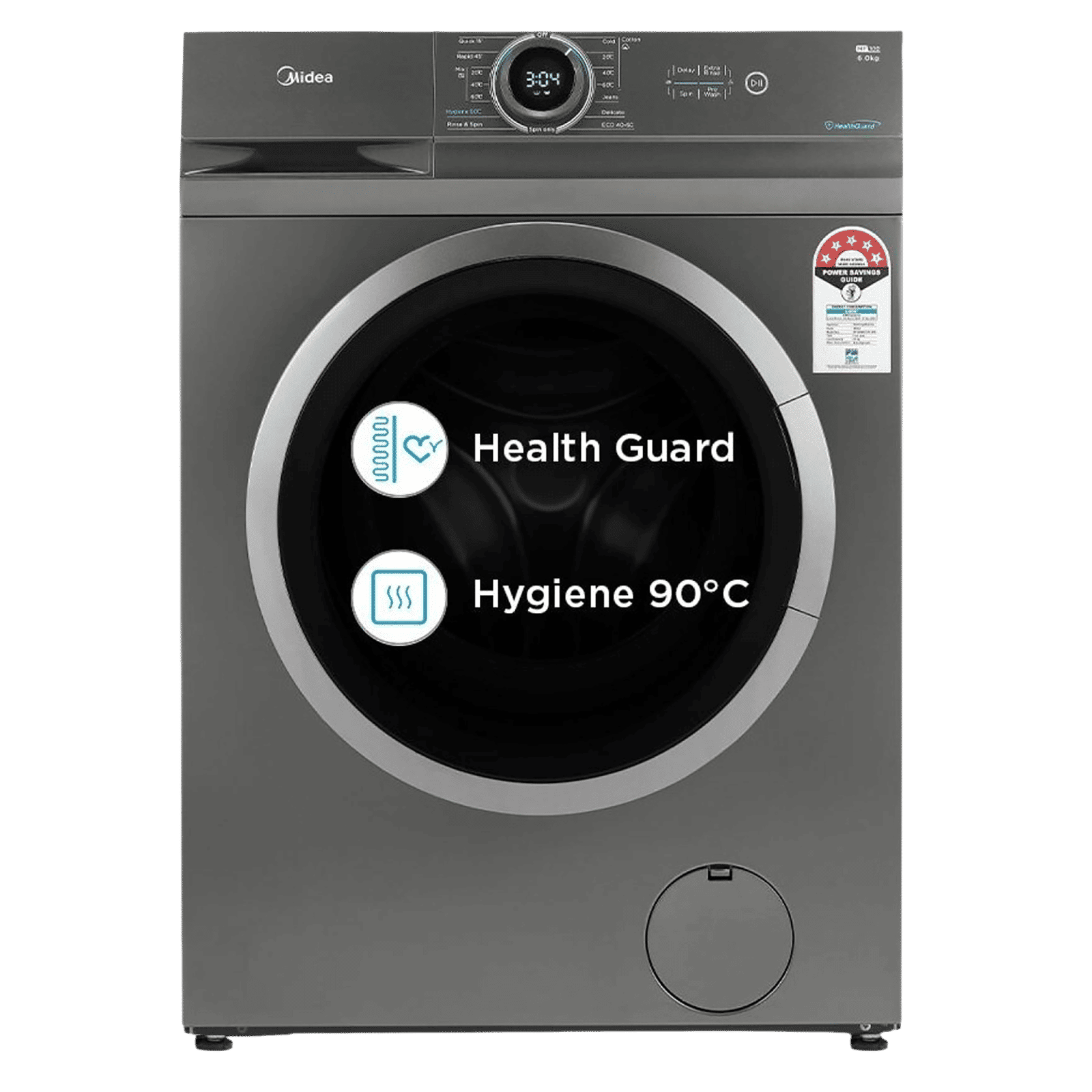 Midea 6 kg 5 Star Fully Automatic Front Load Washing Machine (MF100W60/T-IN, In-Built Heater, Dark Grey)_1